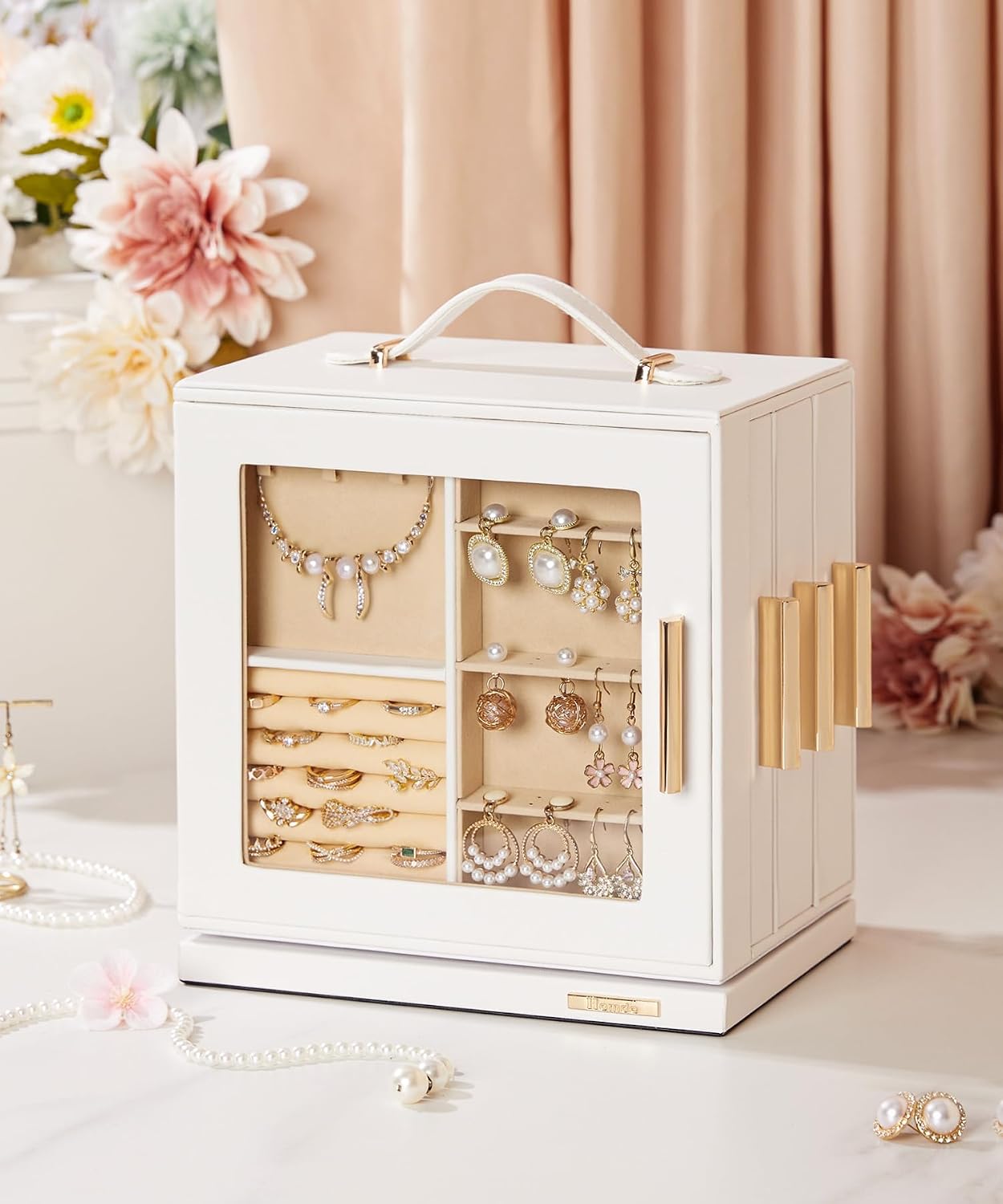 Homde - Joyero giratorio para mujer: organizador de 7 cajones con v...