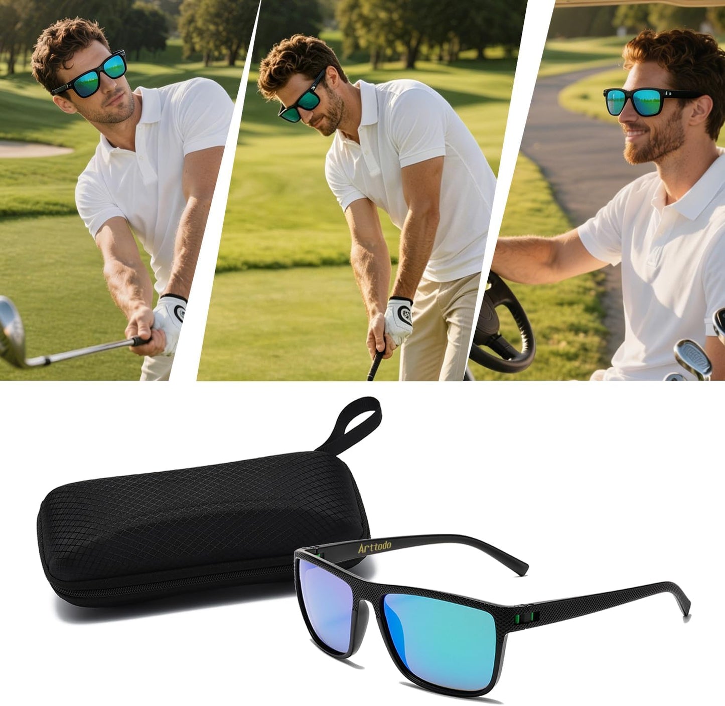 Arttodo Lentes de sol de golf, lentes de sol polarizados UV para ho...