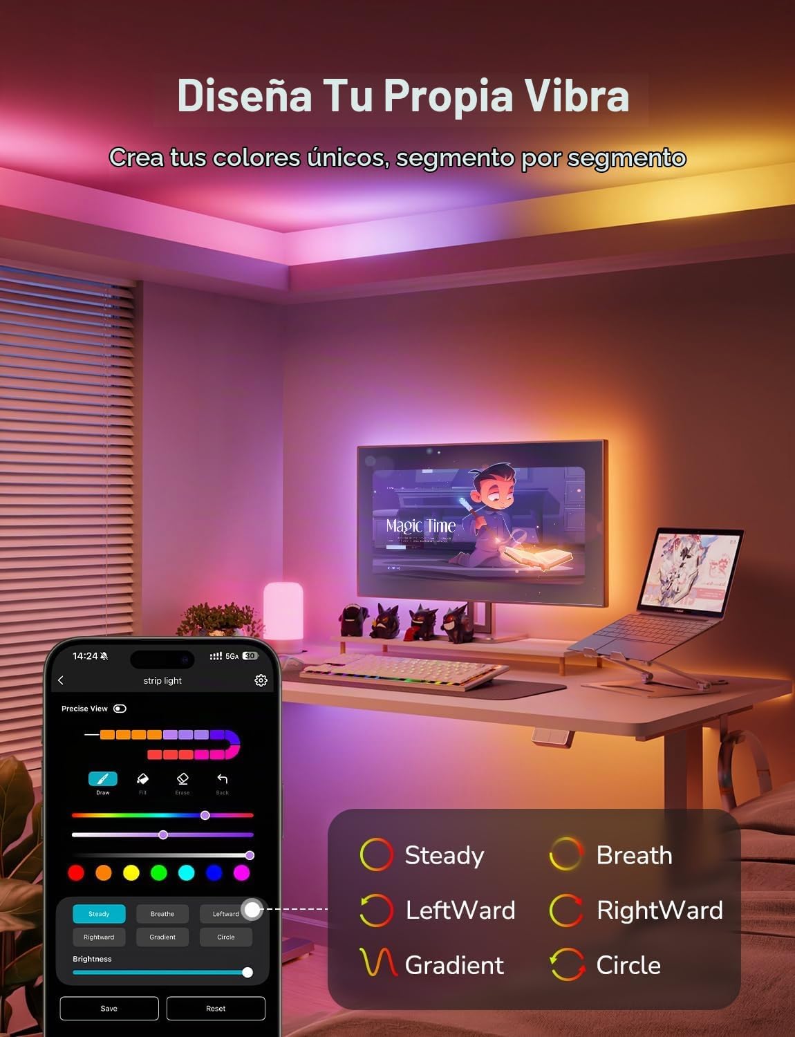 Lepro S1 - Tira de luces LED AI para dormitorio, 100 pies (2 rollos...