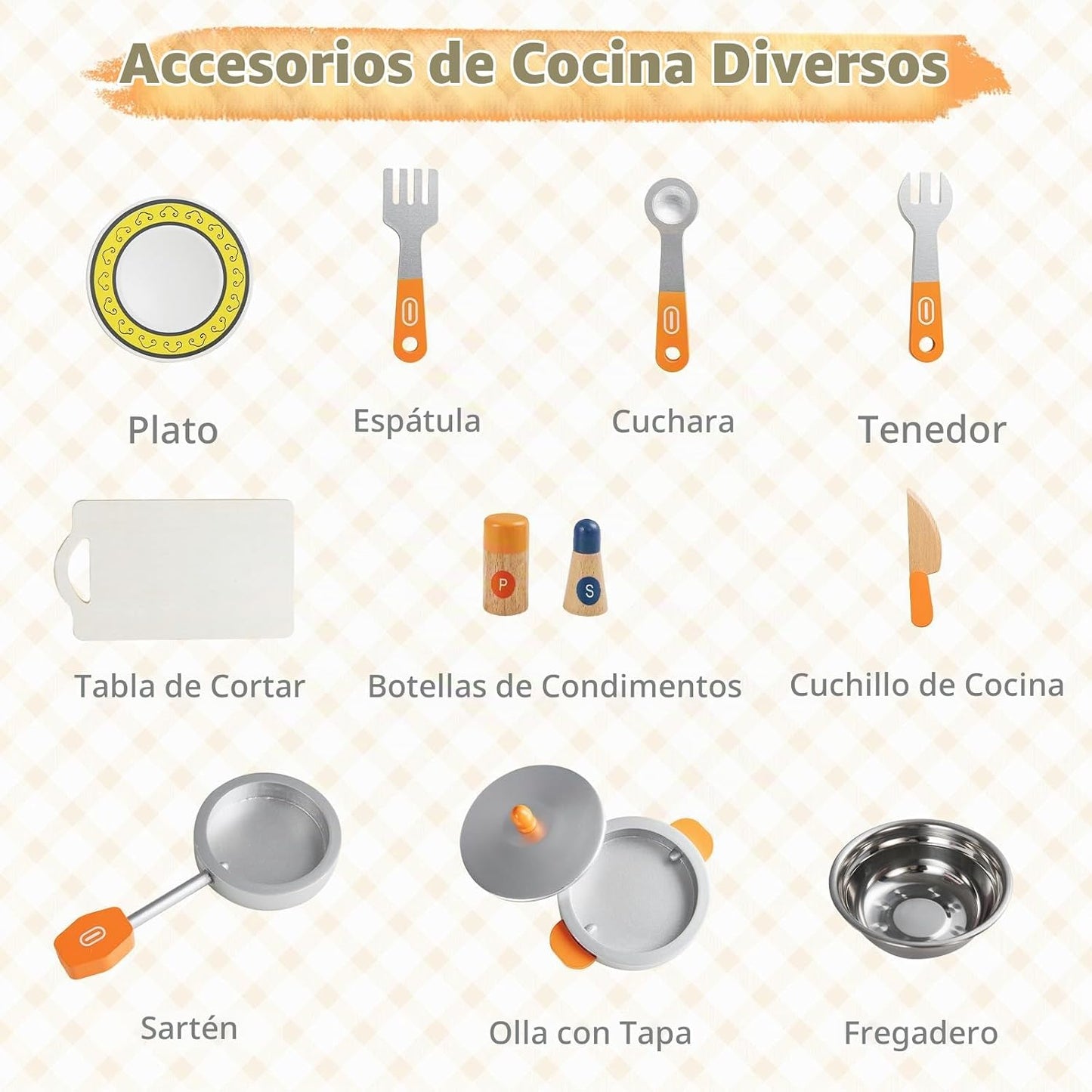 Costzon Juego de cocina para niños, juguete de madera con grifo de...