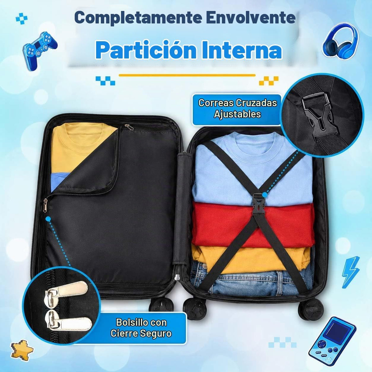 Juego de equipaje de mano ligero para niños, 2 piezas con ruedas, m...