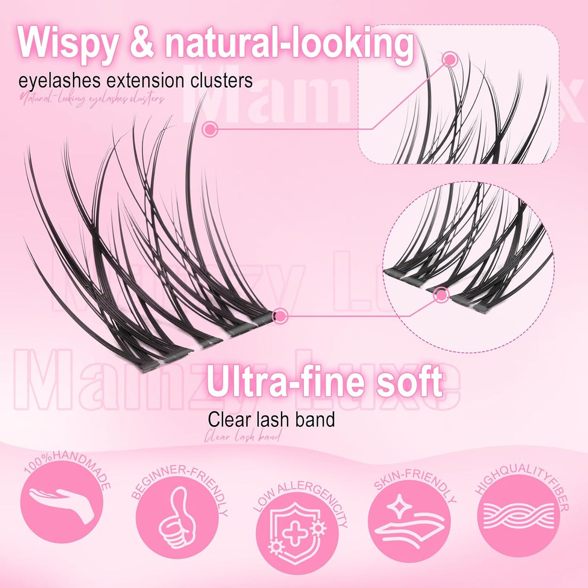 Wispy - Extensiones de pestañas naturales de 0.315-0.551 in, banda...