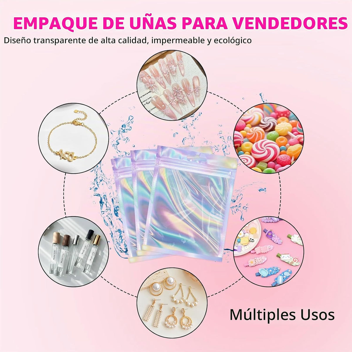 ESUOHYM 20 juegos de bolsas de embalaje de uñas para suministros de...