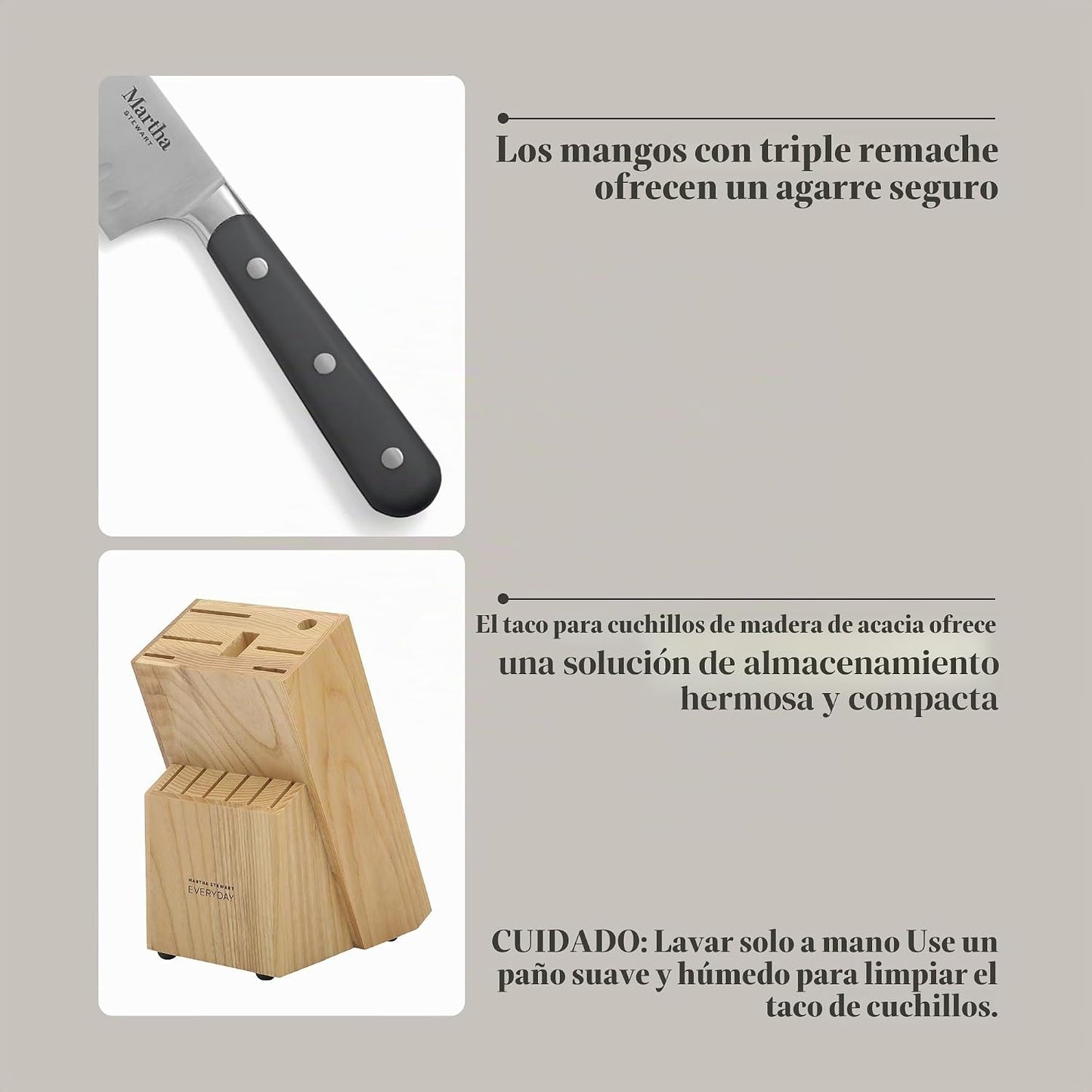 Martha Stewart Eastwalk Juego de 14 cuchillos de acero inoxidable d...