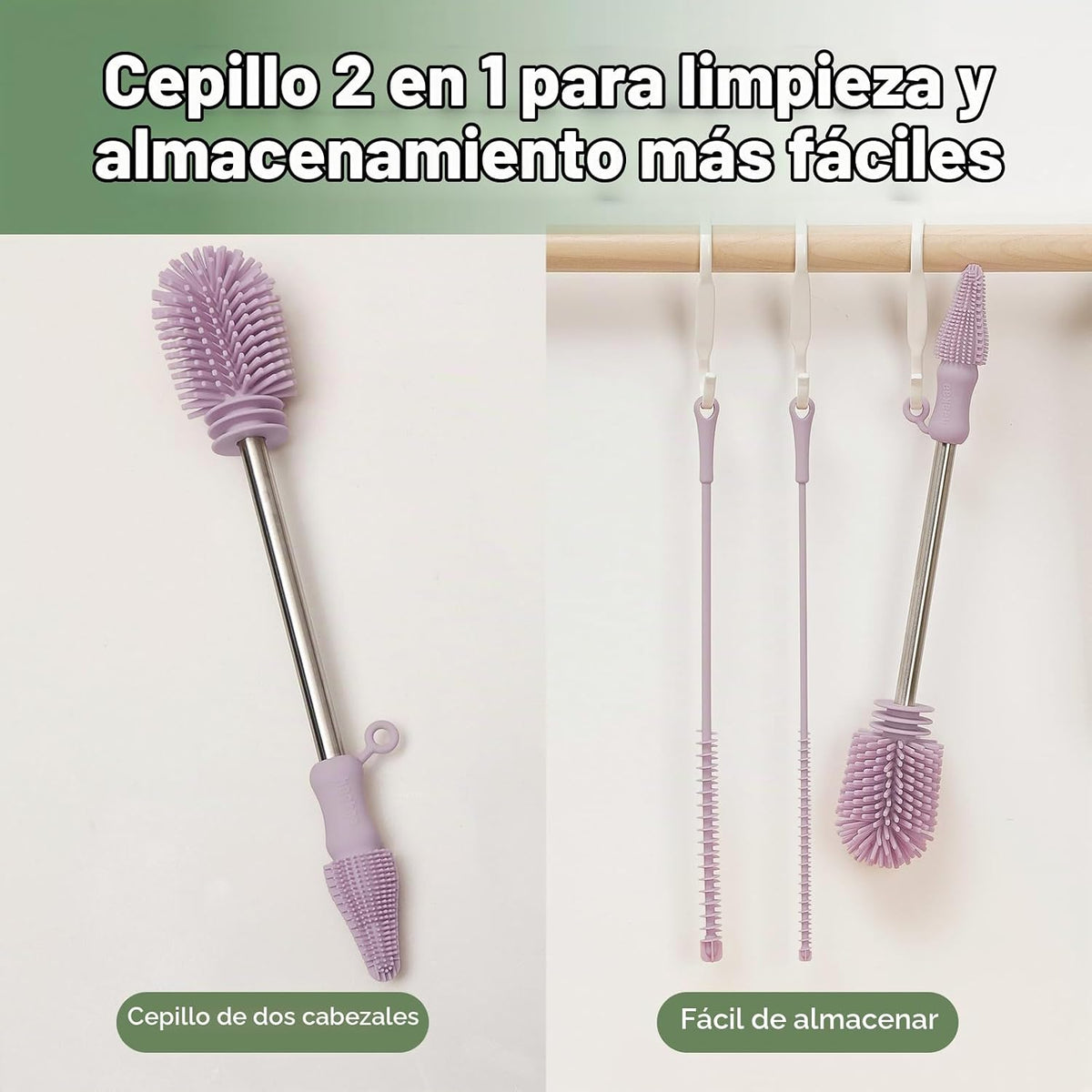 Haakaa Kit de cepillo de limpieza de silicona,Lavanda,Limpiador de...