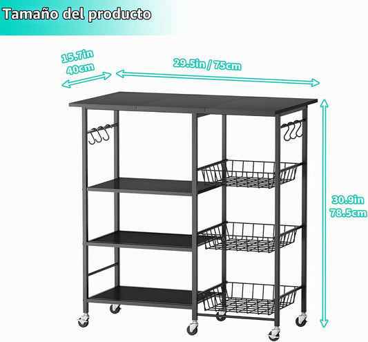 HapiRm Carrito de cocina con ruedas para microondas, soporte de mes...