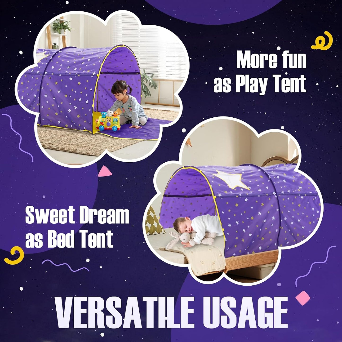 Alvantor® Starlight Toldo para cama de ensueño para niños, tienda d...