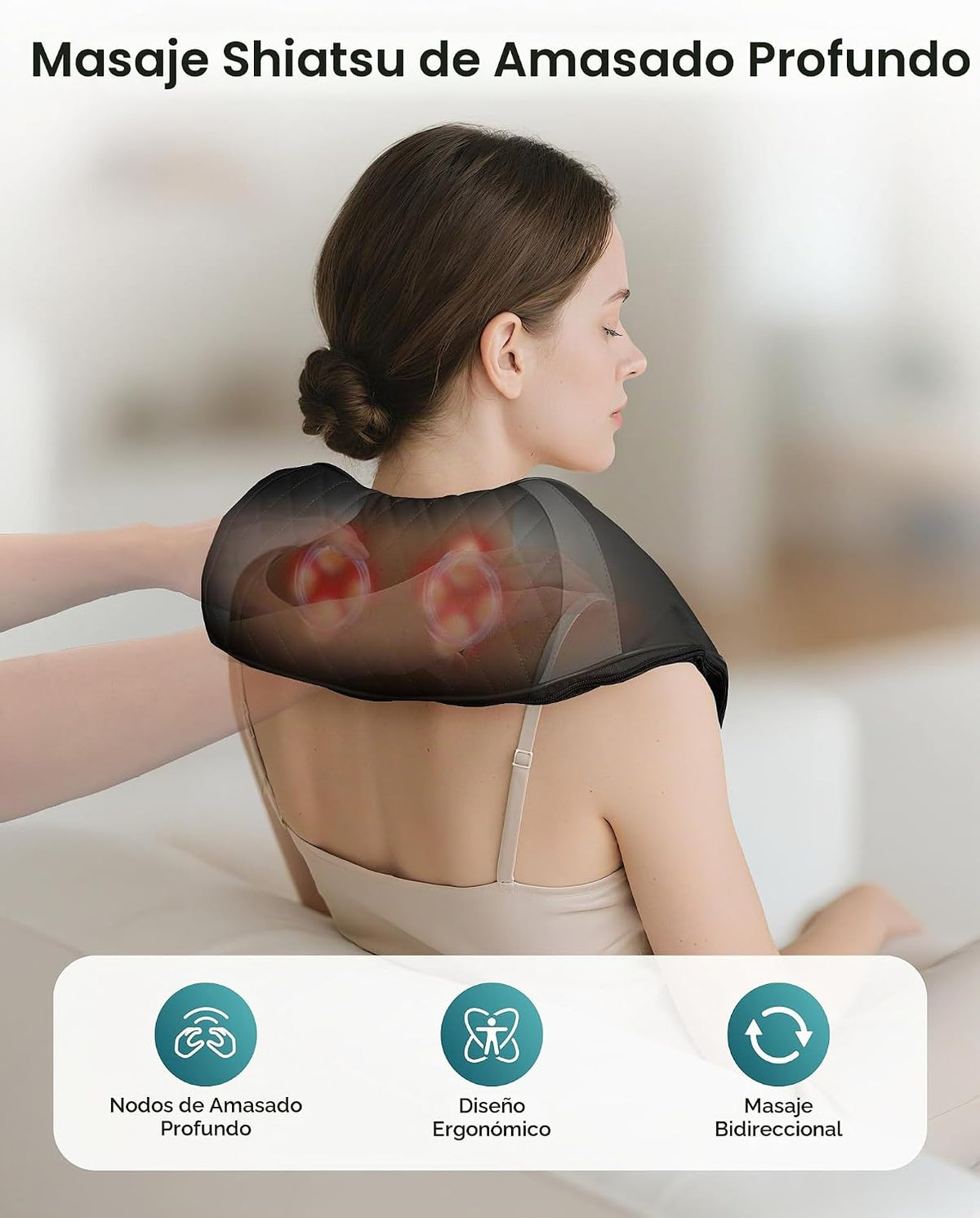Snailax Masajeador de cuello inalámbrico con calor, masajeador de e...