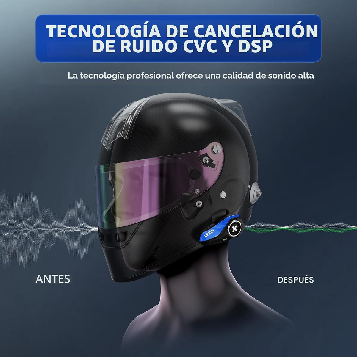 LEXIN G2P Auriculares Bluetooth para Casco de Motocicleta, Sistemas...