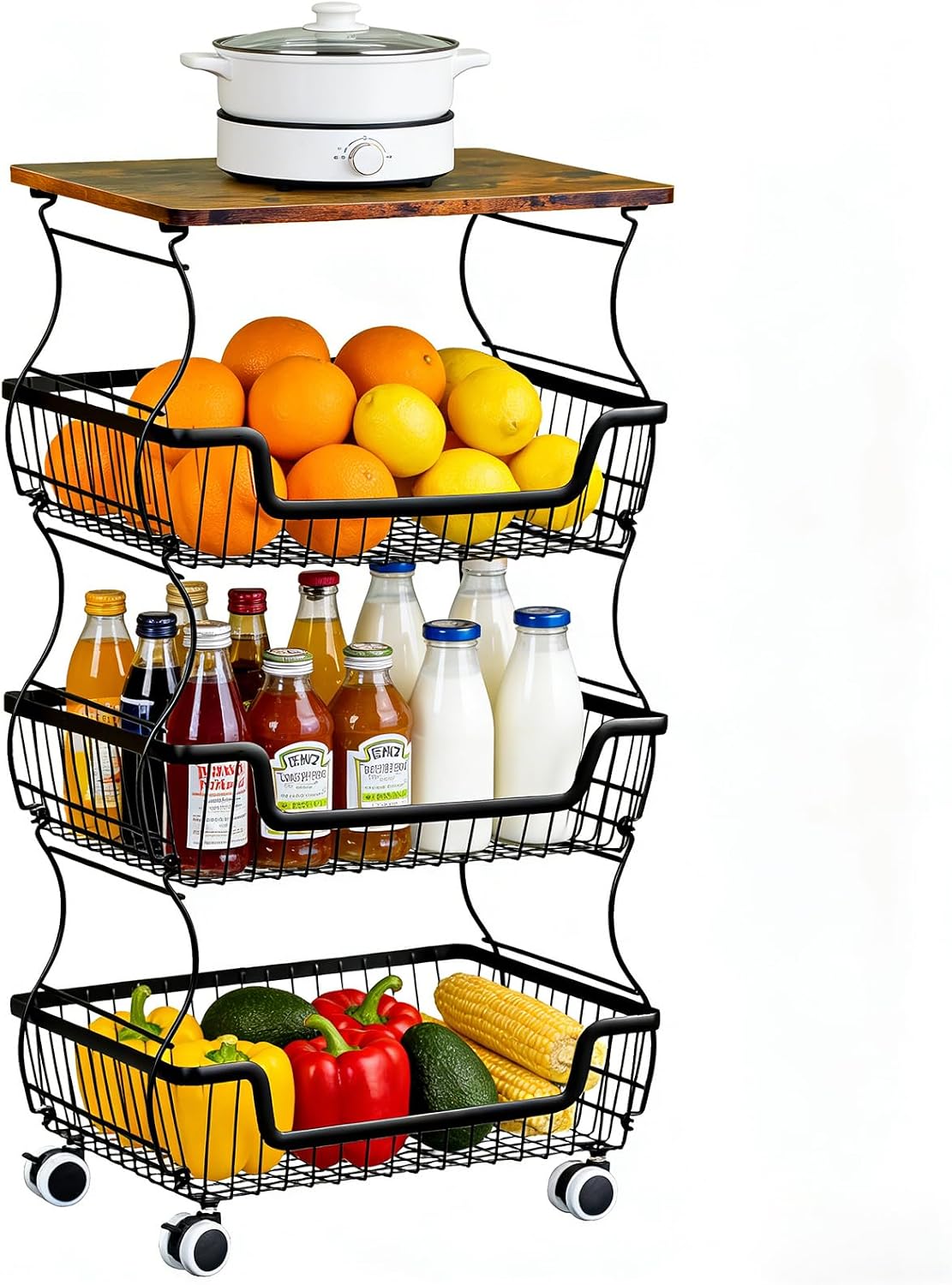 MAKE CHANGES Carrito de almacenamiento de cocina con ruedas, organi...