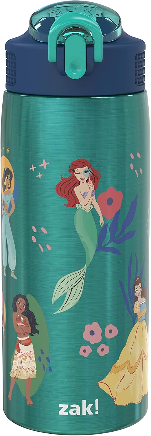 Zak Designs Disney Princess - Botella de agua para viajes y uso en...