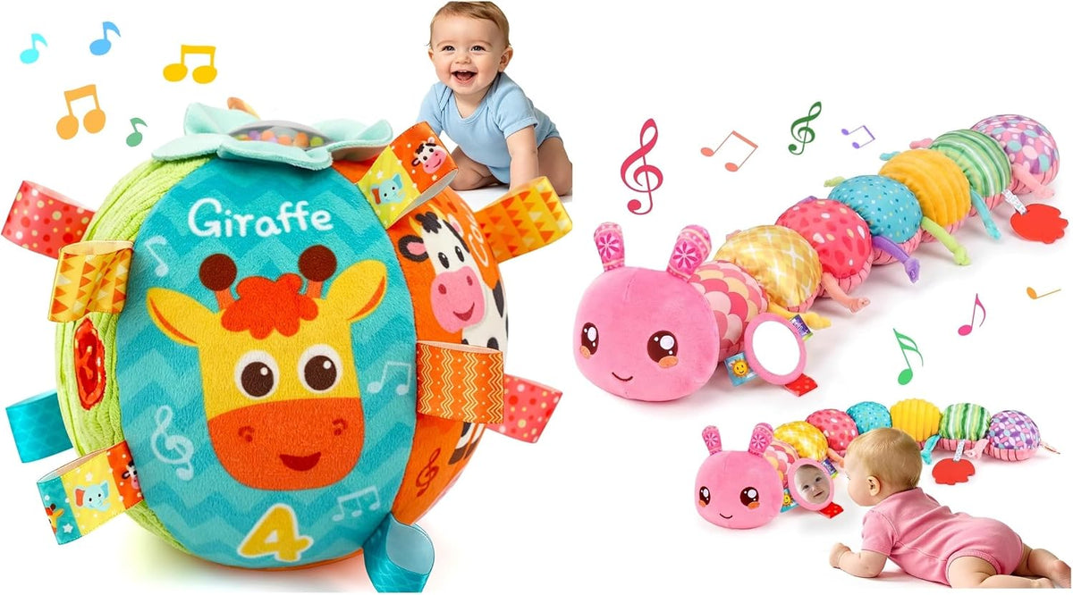 Thremhoo Pelota de juguete para bebé con sonidos, canciones y disco...