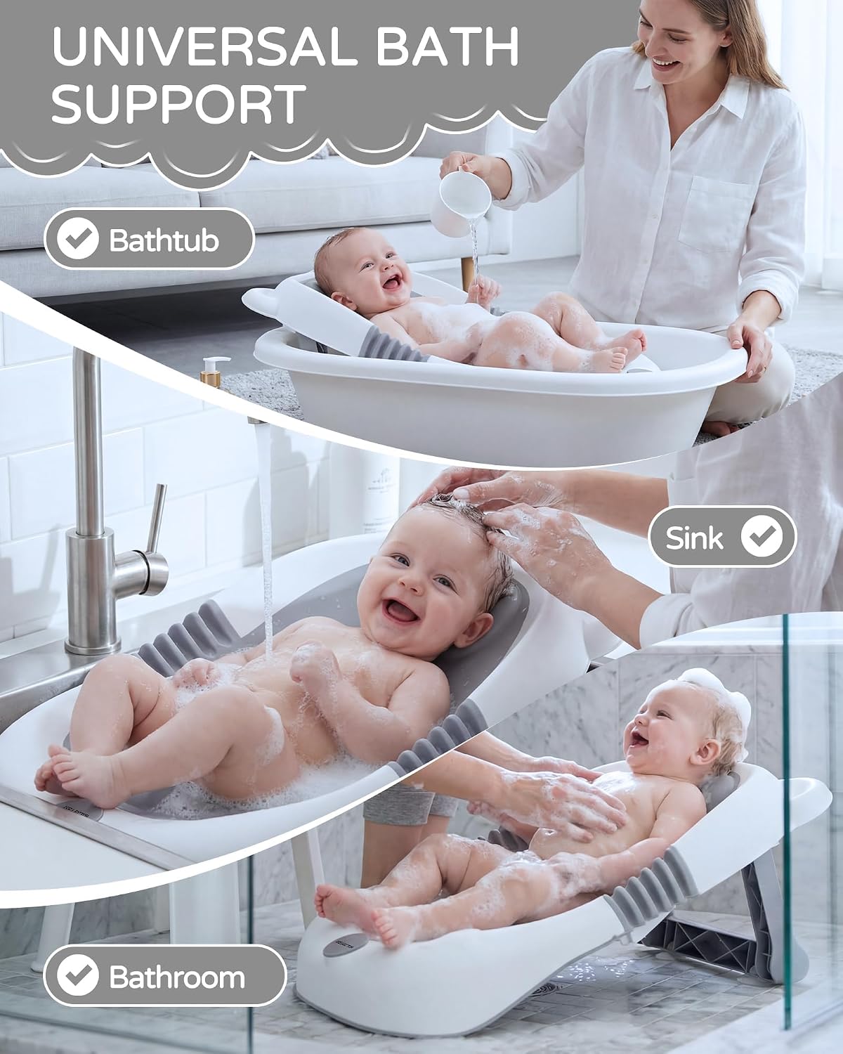 ISELECTOR Soporte de baño plegable para bebé, asiento portátil para...