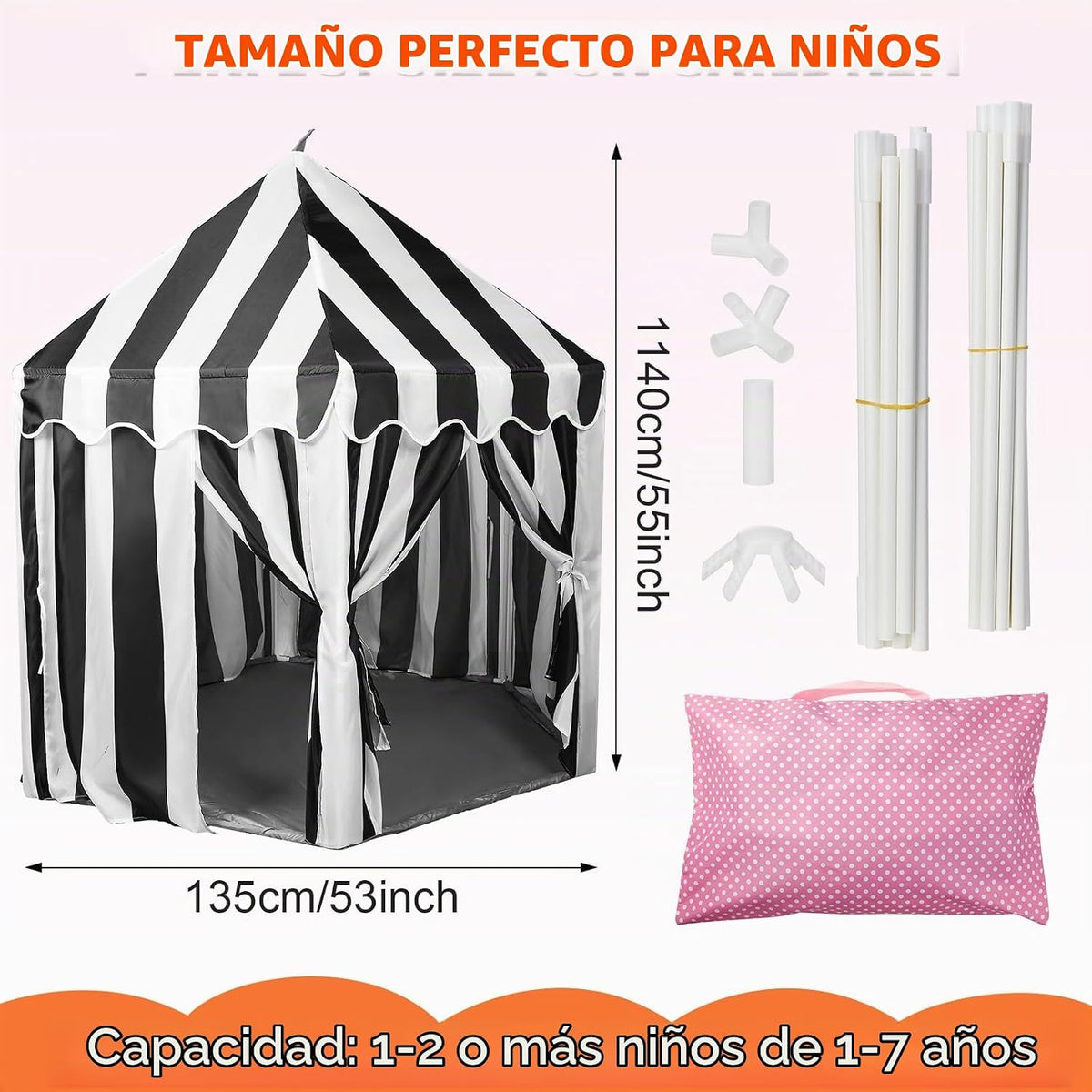 Vincreem Tienda de campaña grande para niños, 55 x 53 pulgadas, cas...