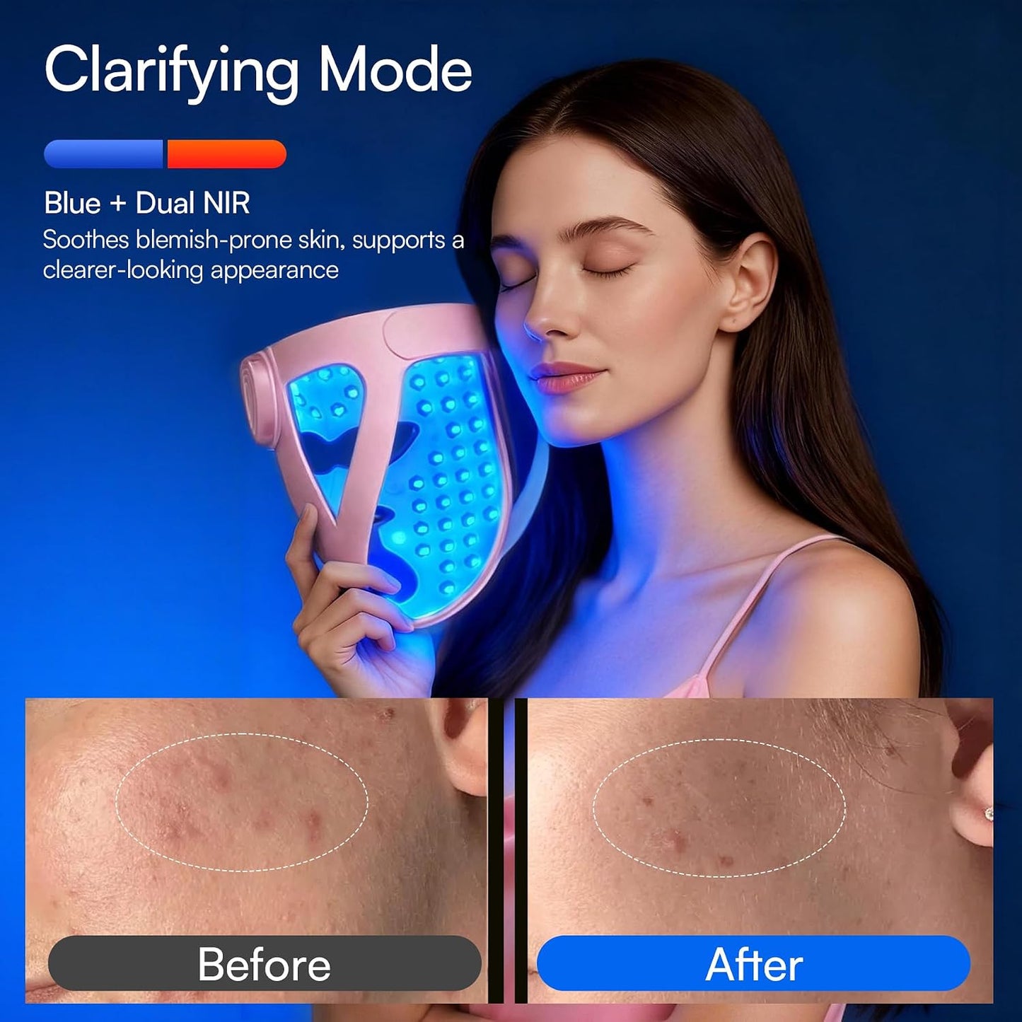 INIA Glow 4D - Máscara de terapia de luz roja inalámbrica para cara...
