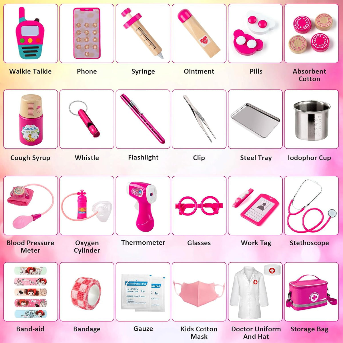 EFO SHM Kit médico para niños y niñas, 34 piezas para niños pequeño...