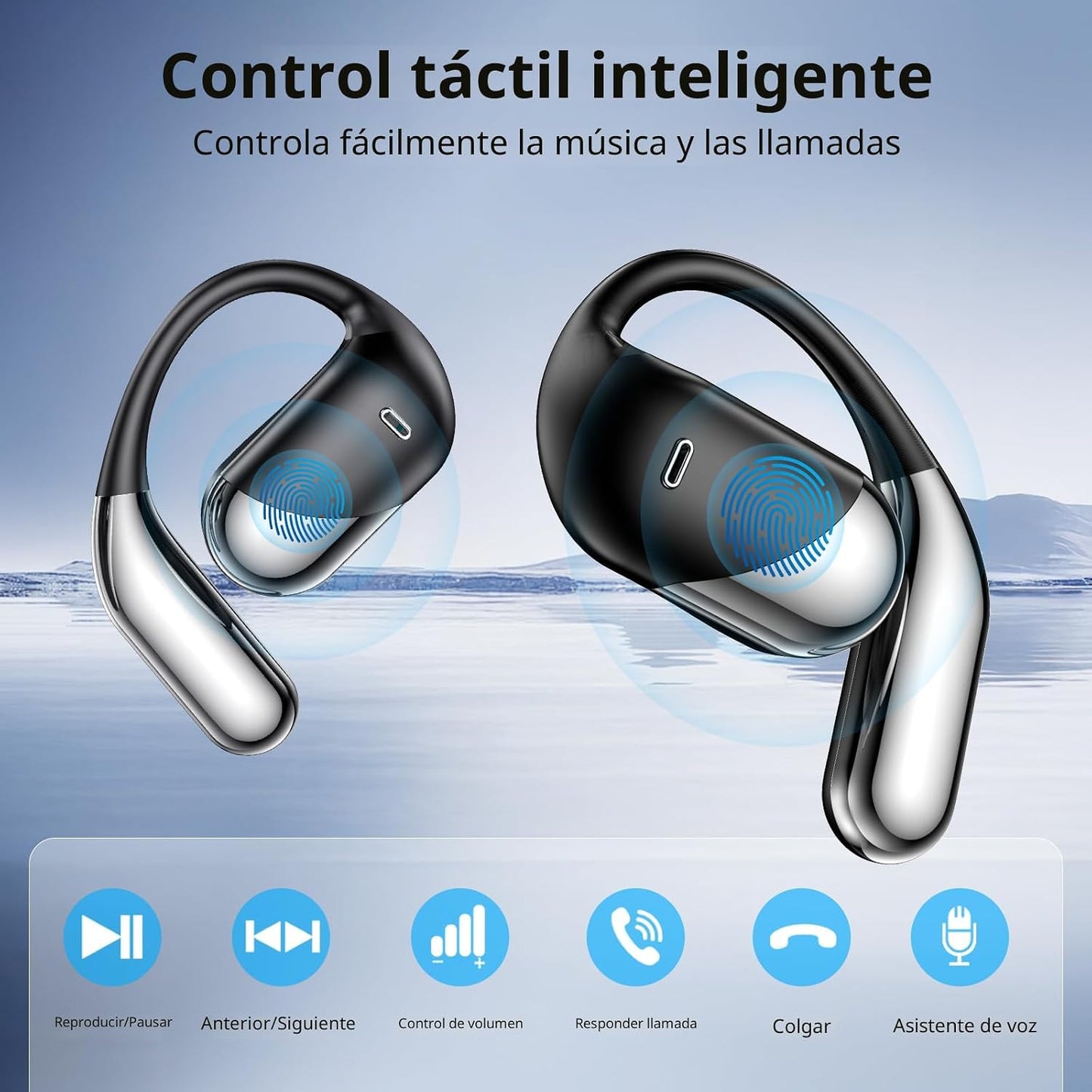 Auriculares inalámbricos con clip para la oreja abiertos, auricular...