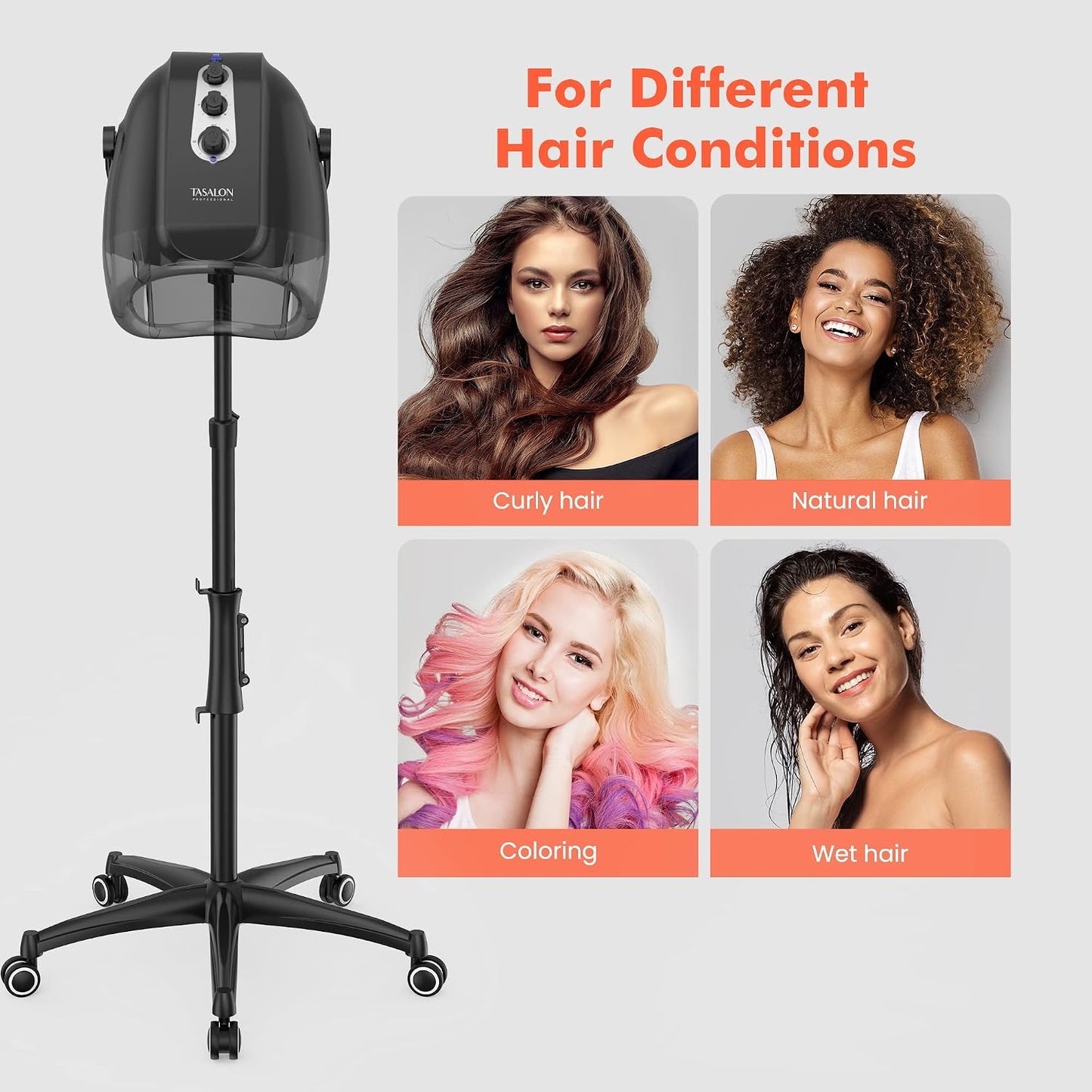 TASALON Ionic - Secador de pelo con capucha, color gris, secador de...