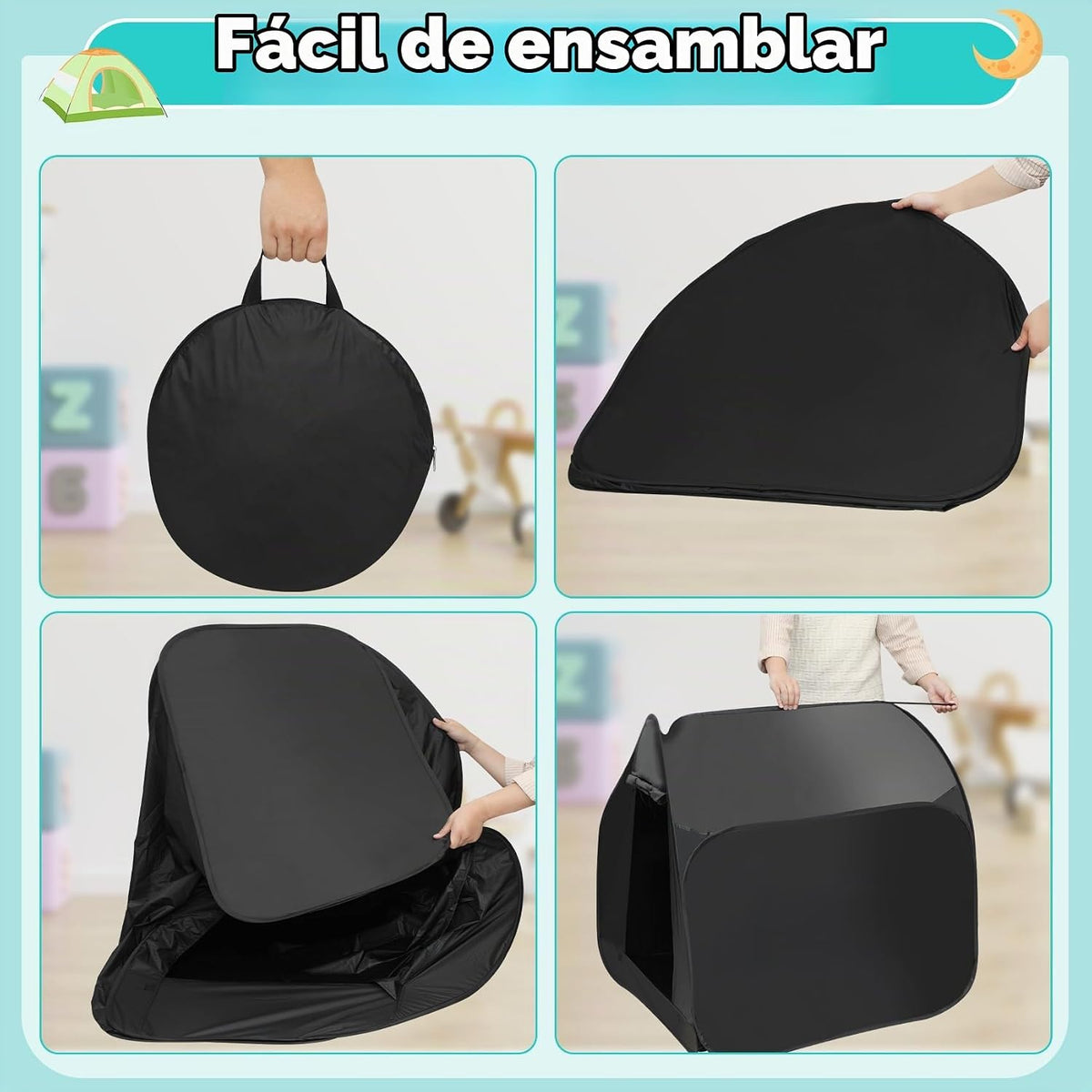Tienda de campaña sensorial para niños de 35.4 x 35.4 x 35.4 pulgad...