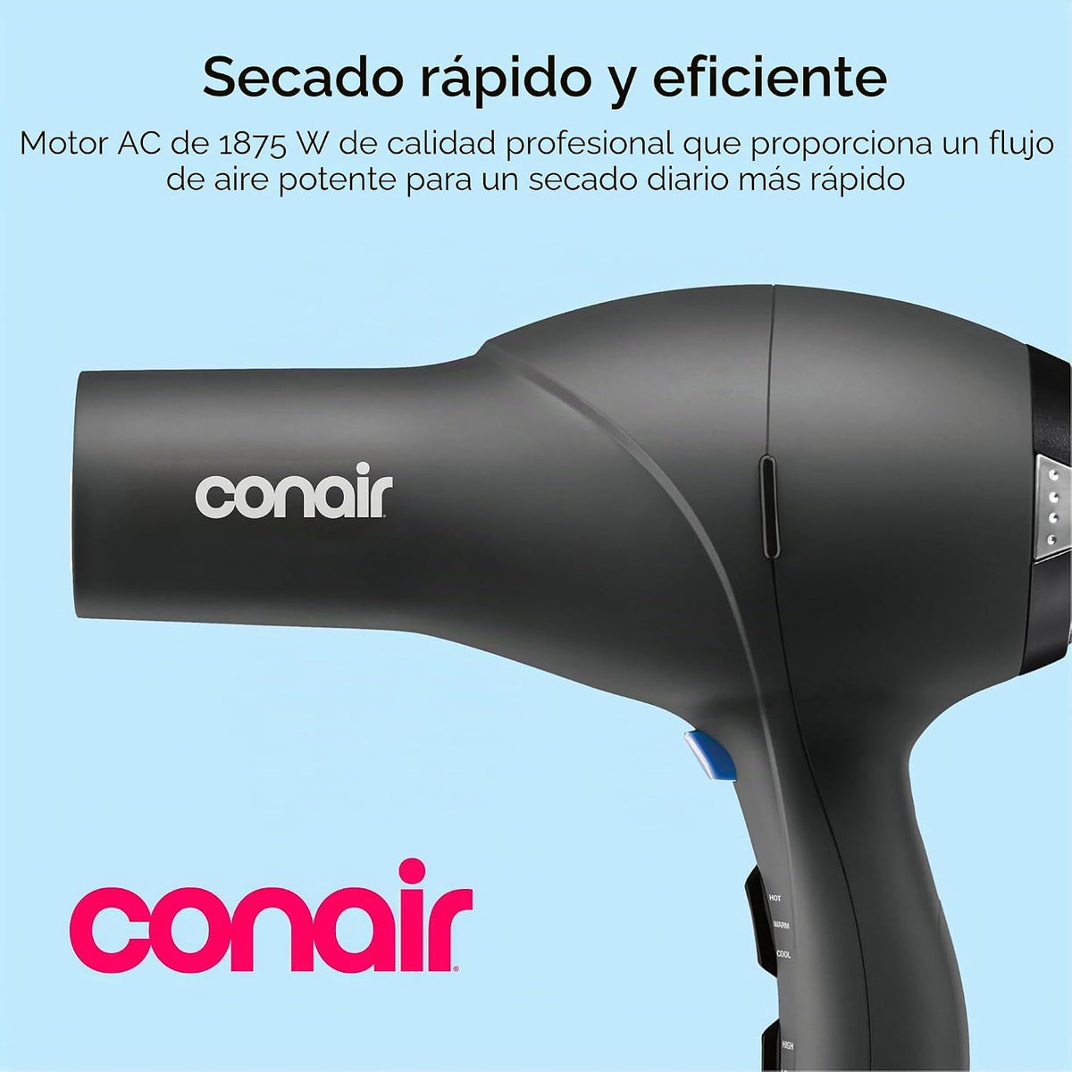 Conair Secador de pelo con difusor, concentrador y cepillo redondo,...