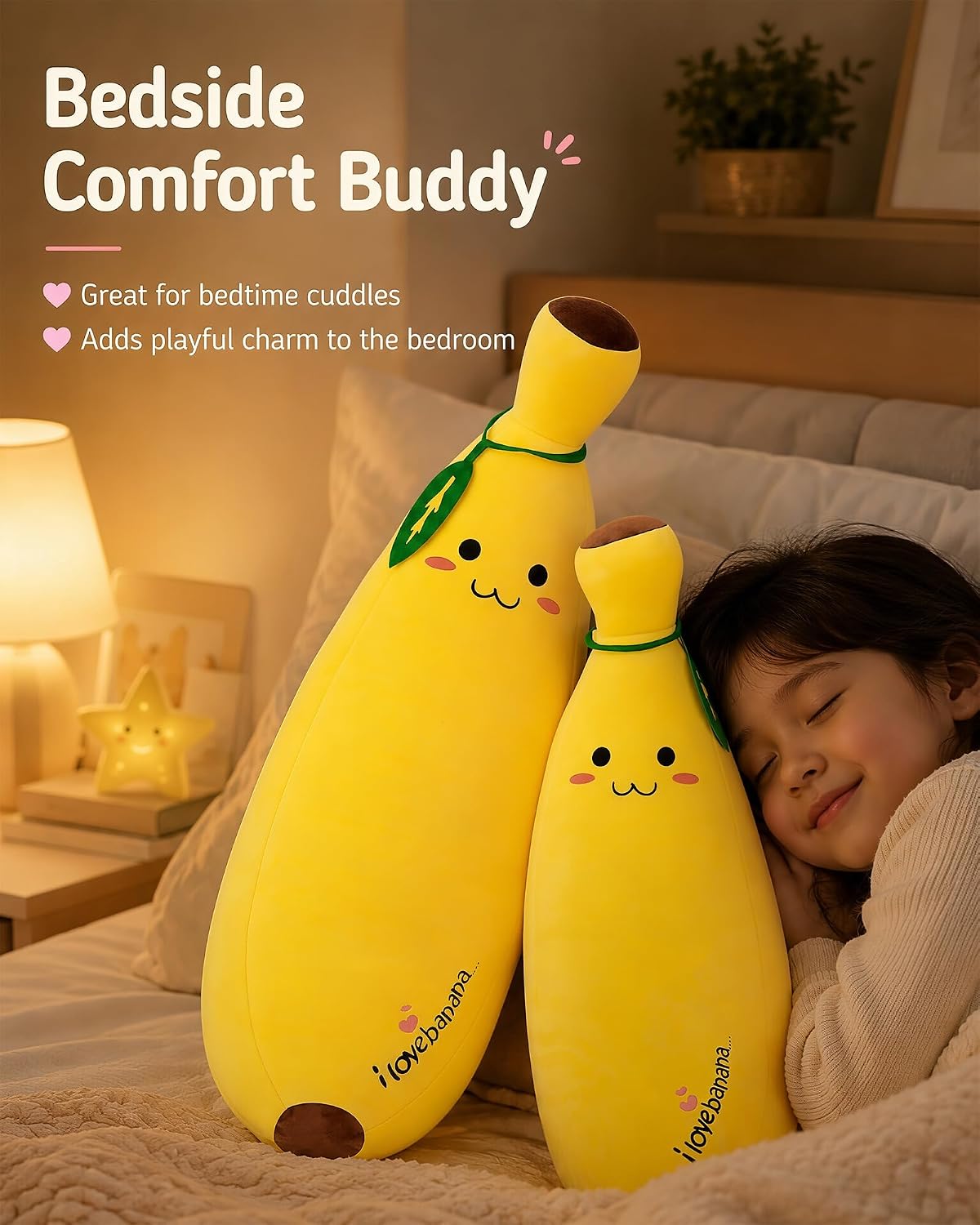 Bonita almohada de felpa de plátano, suave juguete de peluche de pl...