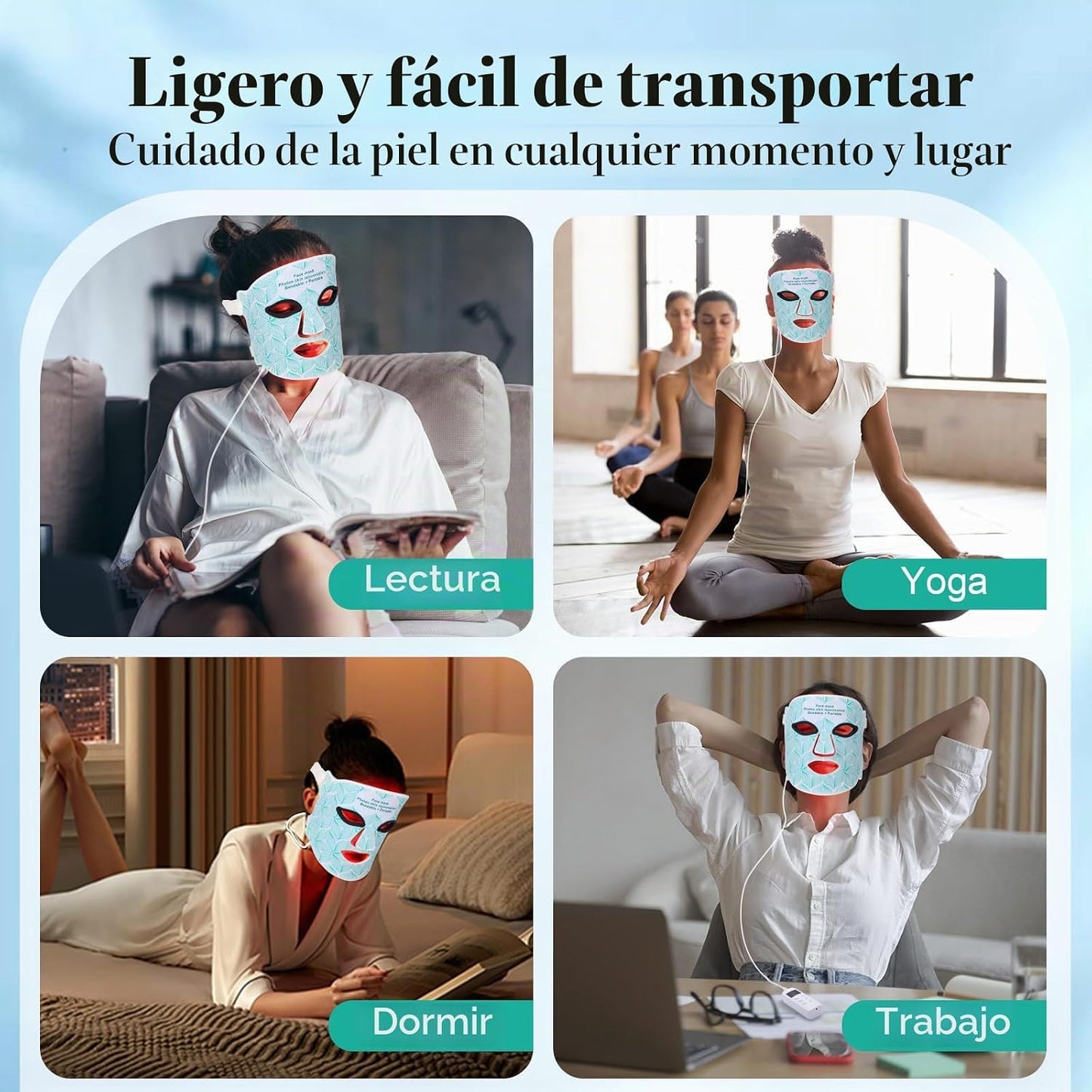 biuufish Terapia de luz roja para cara, 8 colores LED máscara facia...