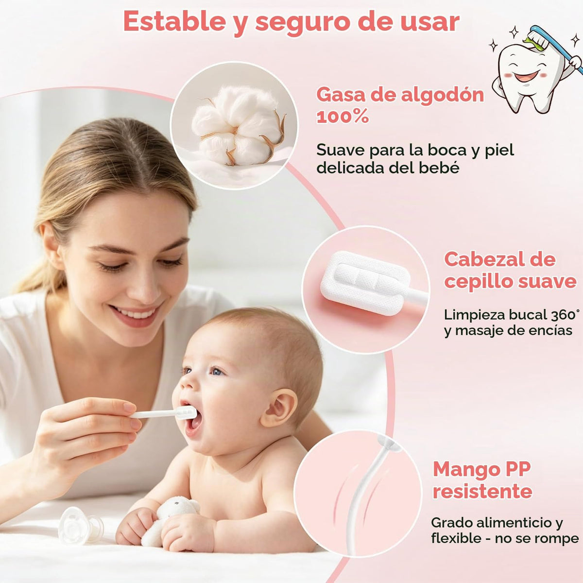Limpiador de lengua para bebés, cepillo de dientes para recién naci...