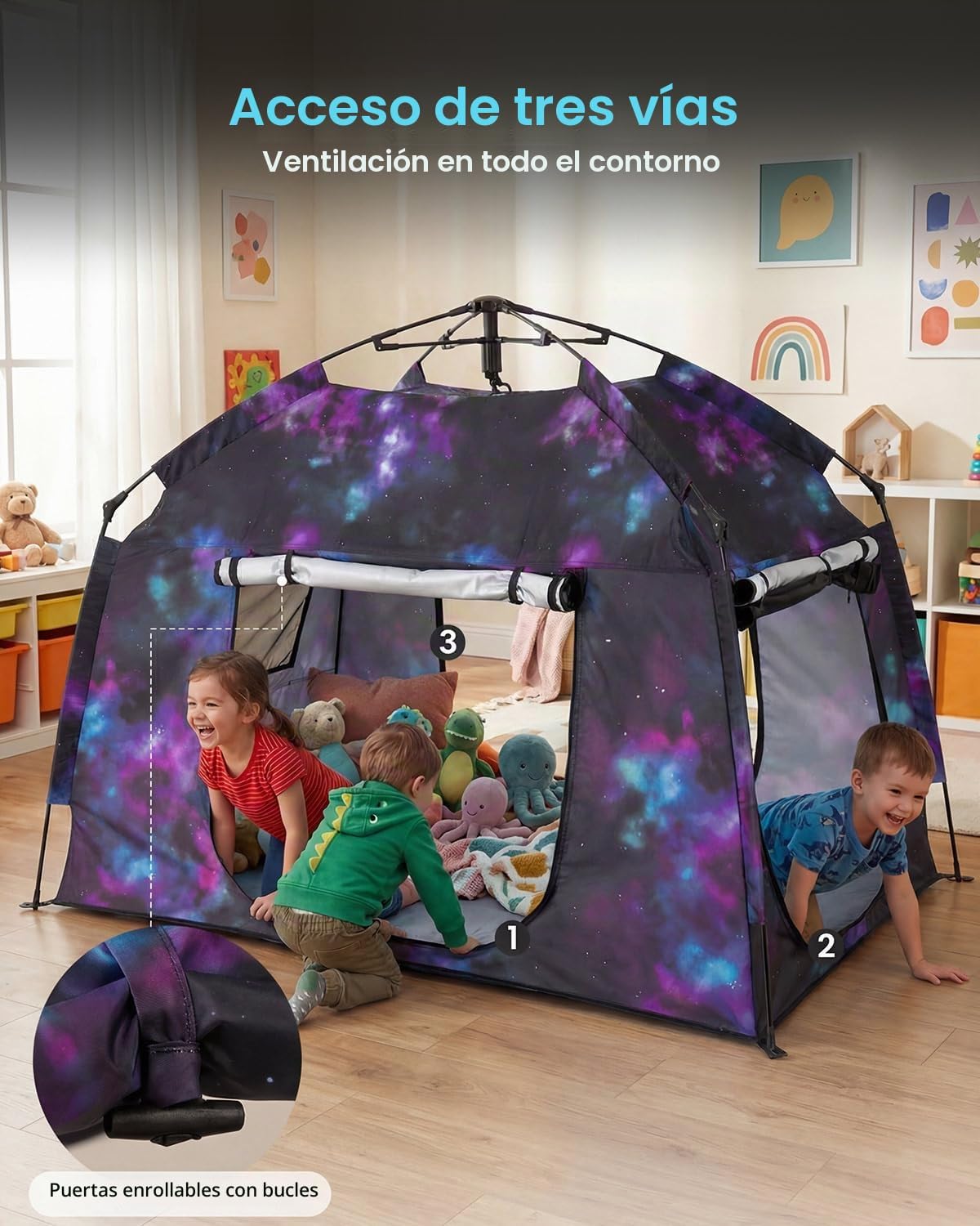 Tienda de campaña para niños, casa de juegos portátil, fácil de ins...