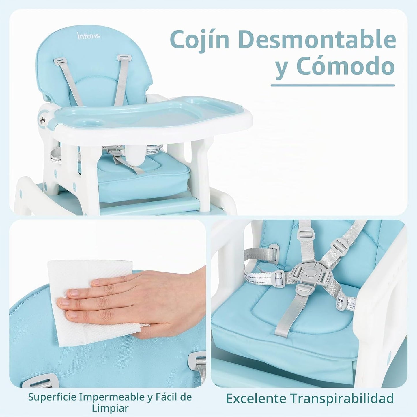 INFANS Silla alta 5 en 1 para bebé, juego de sillas convertibles pa...