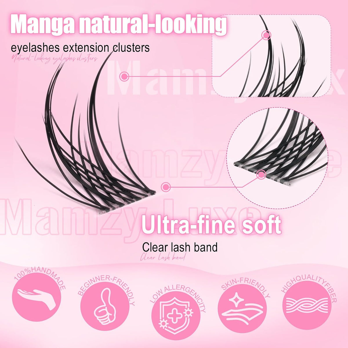 Kit de racimos de pestañas de manga Wispy de 0.315-0.551 in, kit de...