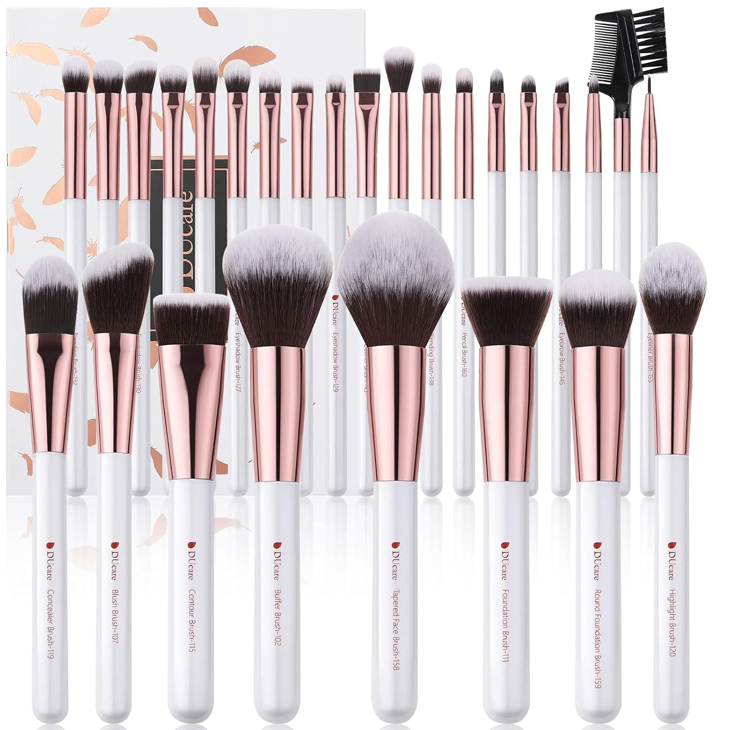 DUcare Juego de brochas de maquillaje profesionales, 27 piezas, bro...