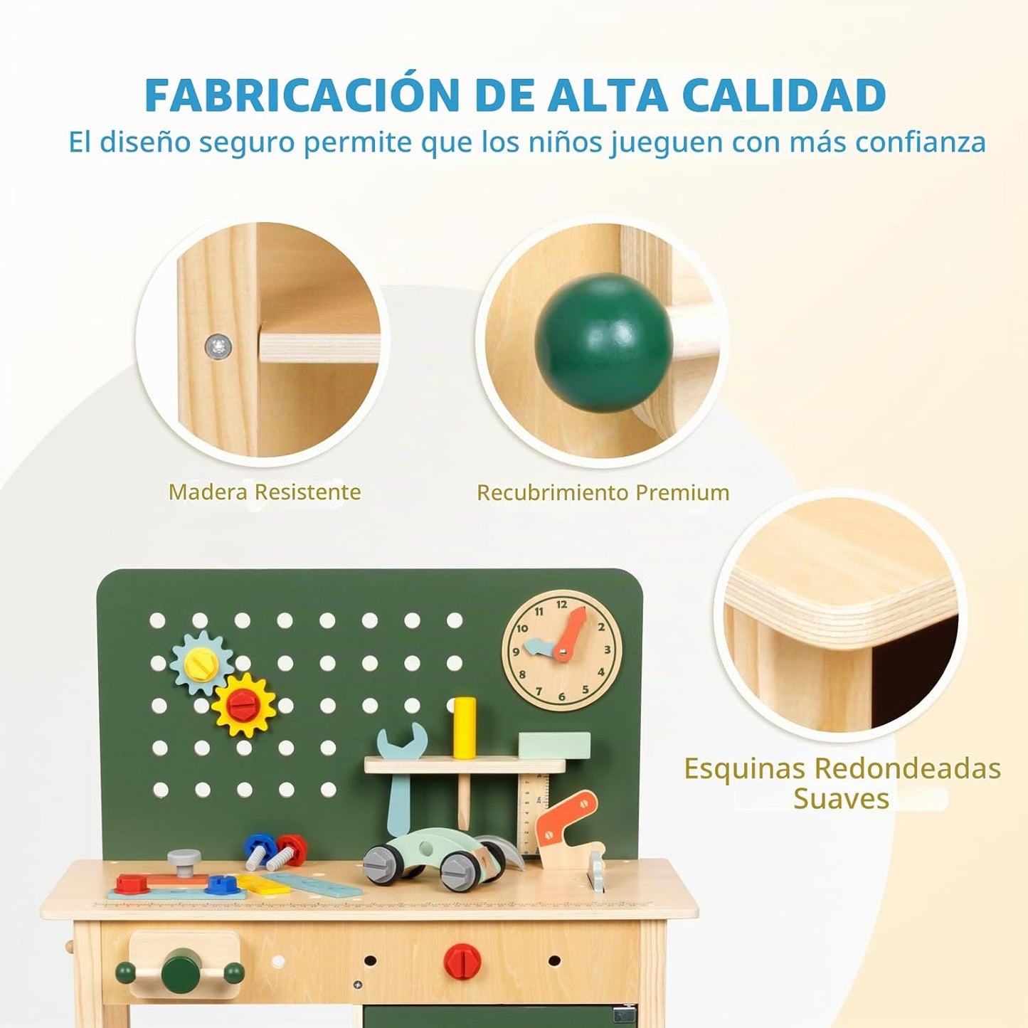 OOOK Banco de herramientas para niños, banco de trabajo de madera c...