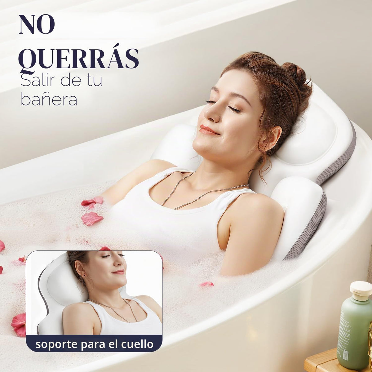 Almohada de baño de cuerpo completo para bañera, alfombrilla gruesa...