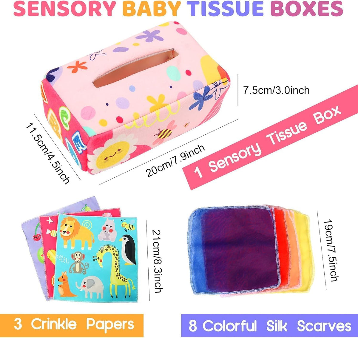 YOGINGO Montessori - Caja de pañuelos de juguete para bebés, desarr...
