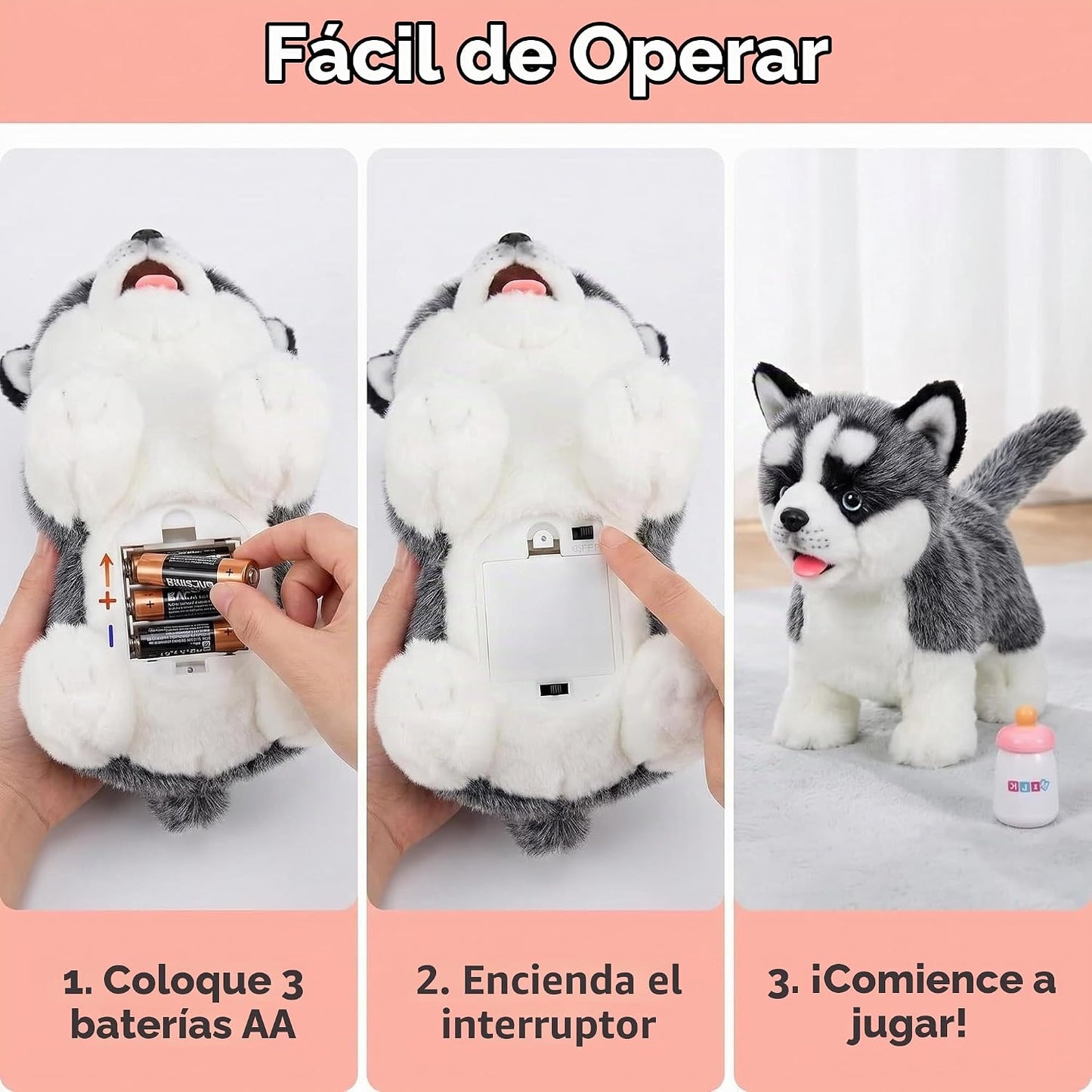 CU-MATE Juguete electrónico para perro que camina, cachorro de husk...