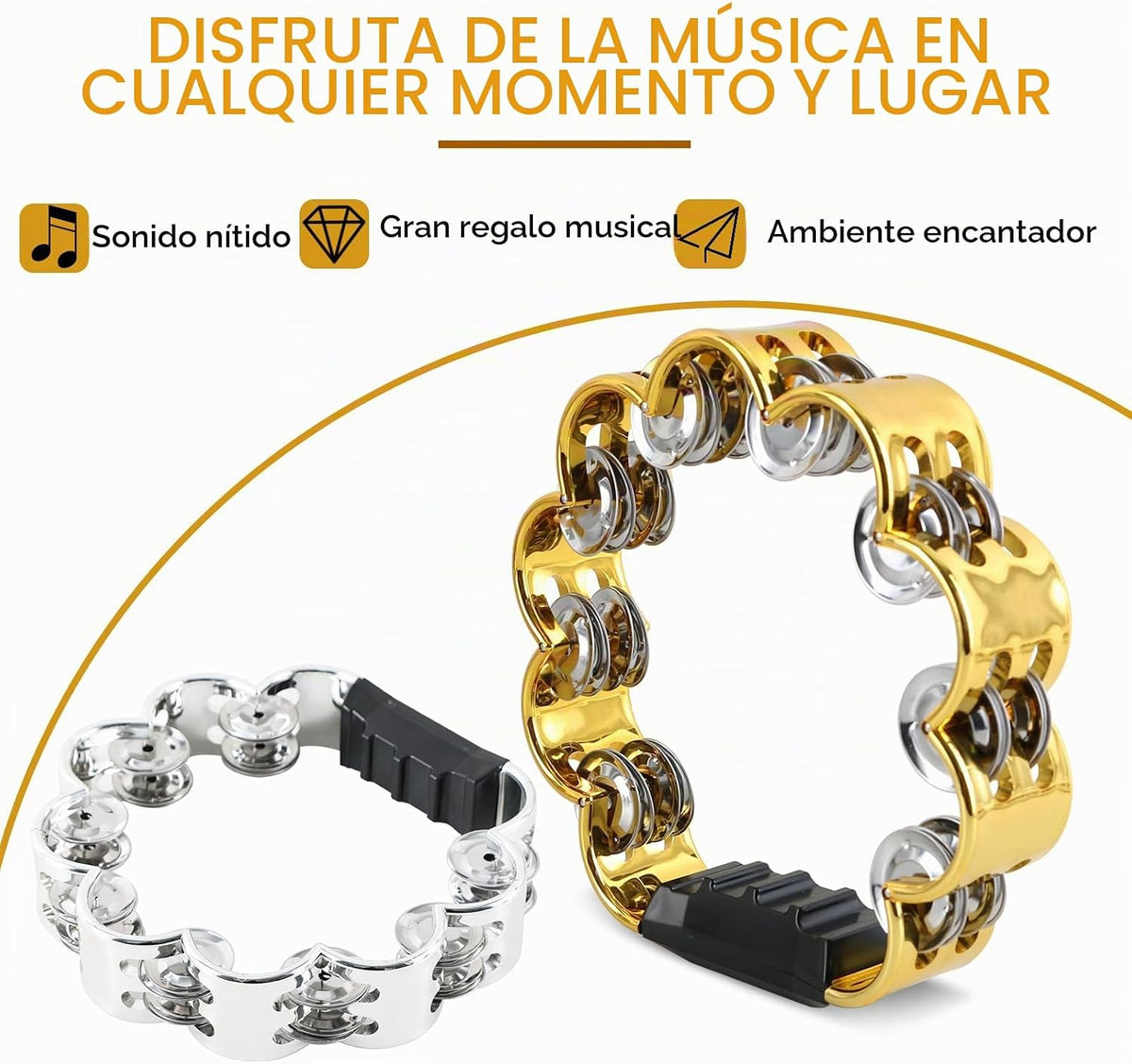 EASTROCK - Pandereta de música, instrumento de percusión de fila ún...
