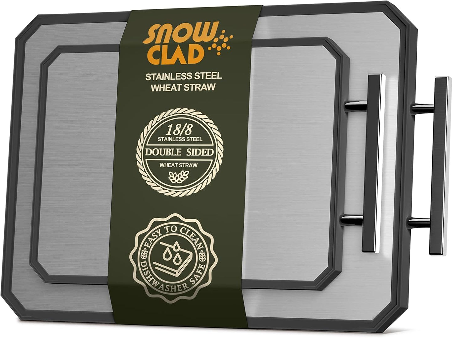 SNOWCLAD Tabla de cortar de acero inoxidable, juego de tablas de co...