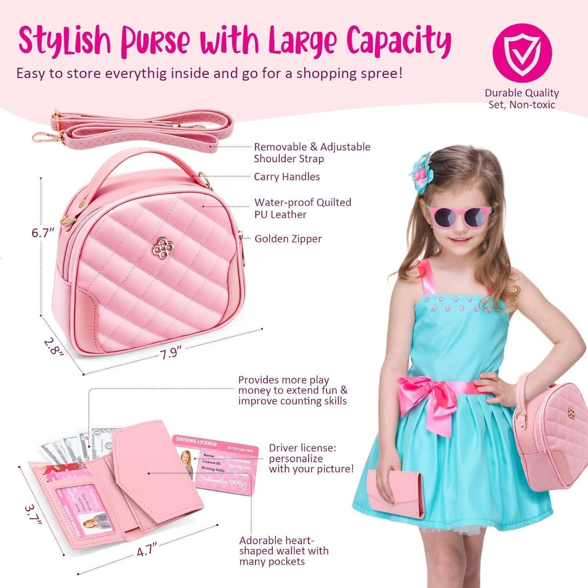 Hohosunlar Bolso de juego para niñas, bolso para niños con maquilla...