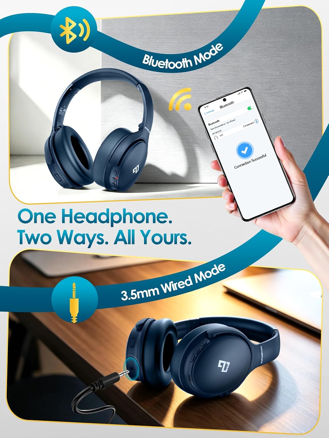INFURTURE - Auriculares sobre la oreja con cancelación activa de ru...