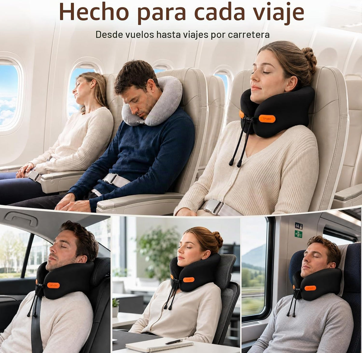 Almohada de viaje premium para aviones, almohada ergonómica para el...
