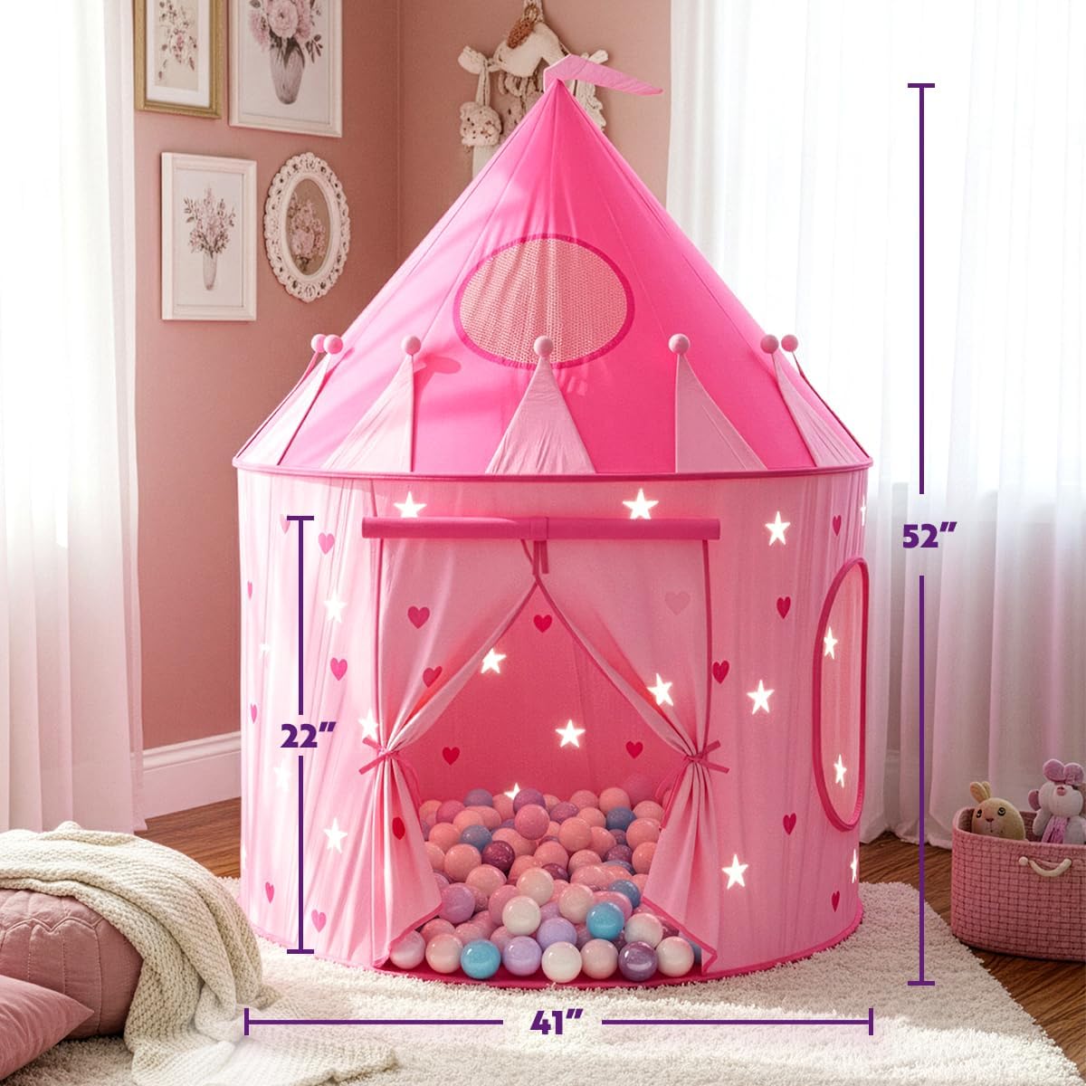 Playz Tienda de campaña de 5 piezas de Princess Castle Play para ni...