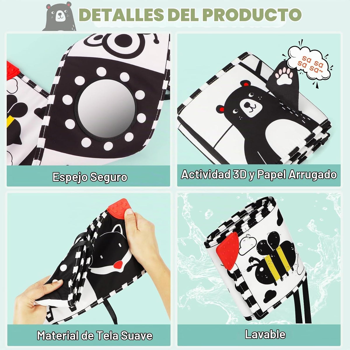 BBWOO Juguetes de alto contraste para bebés recién nacidos, juguete...