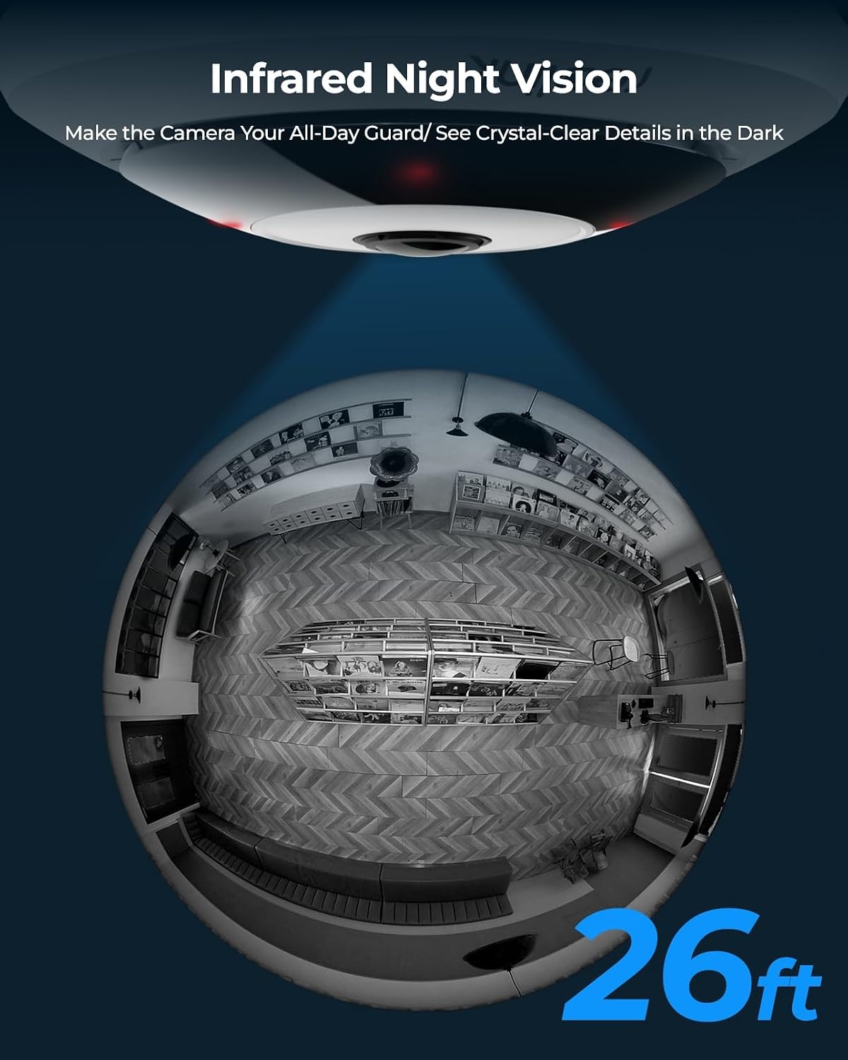 REOLINK Cámara IP PoE de 6MP con vista de ojo de pez de 360°, vigil...