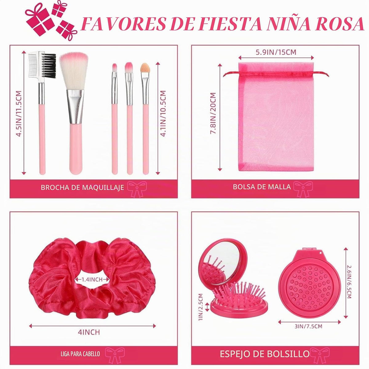 SiliFine - Juego de 48 piezas de recuerdos de fiesta rosa para niña...