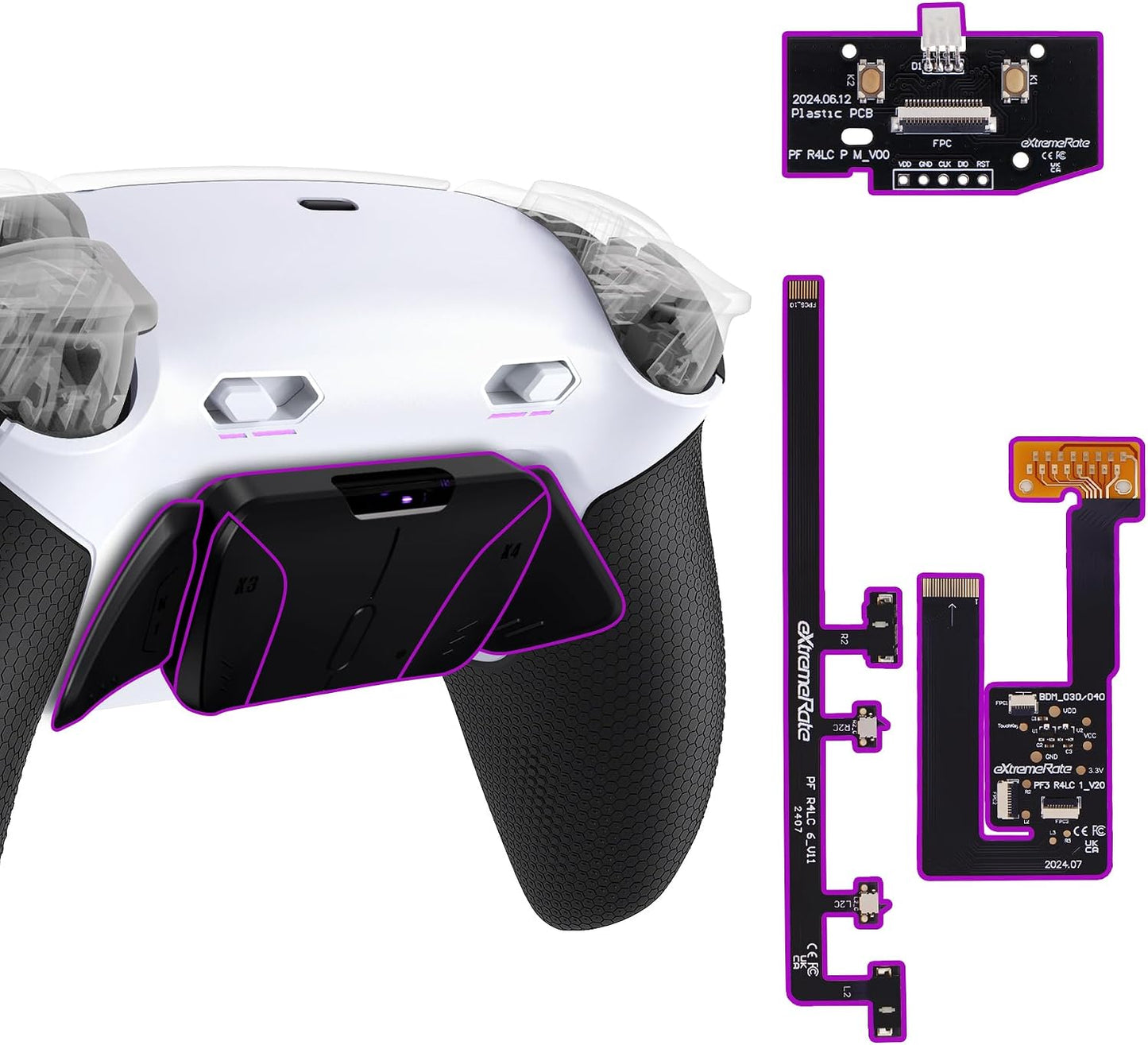 eXtremeRate RISE4 Plus MAX Kit de paletas traseras con topes de gat...