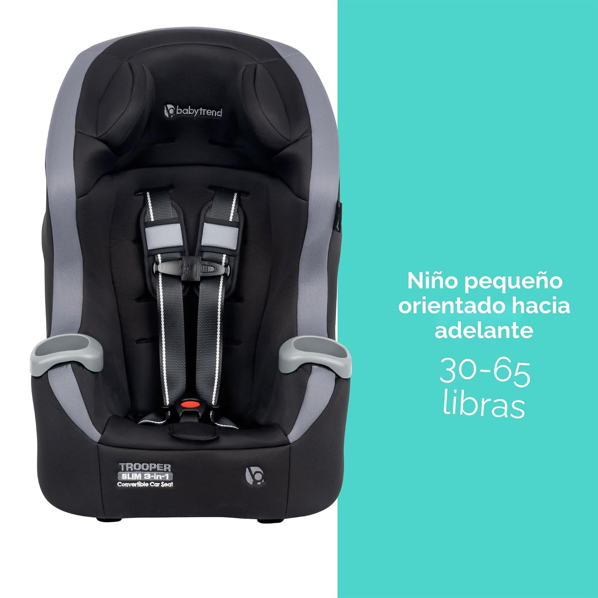 Baby Trend Trooper™ Slim 3 en 1 Asiento de coche convertible, Negro...