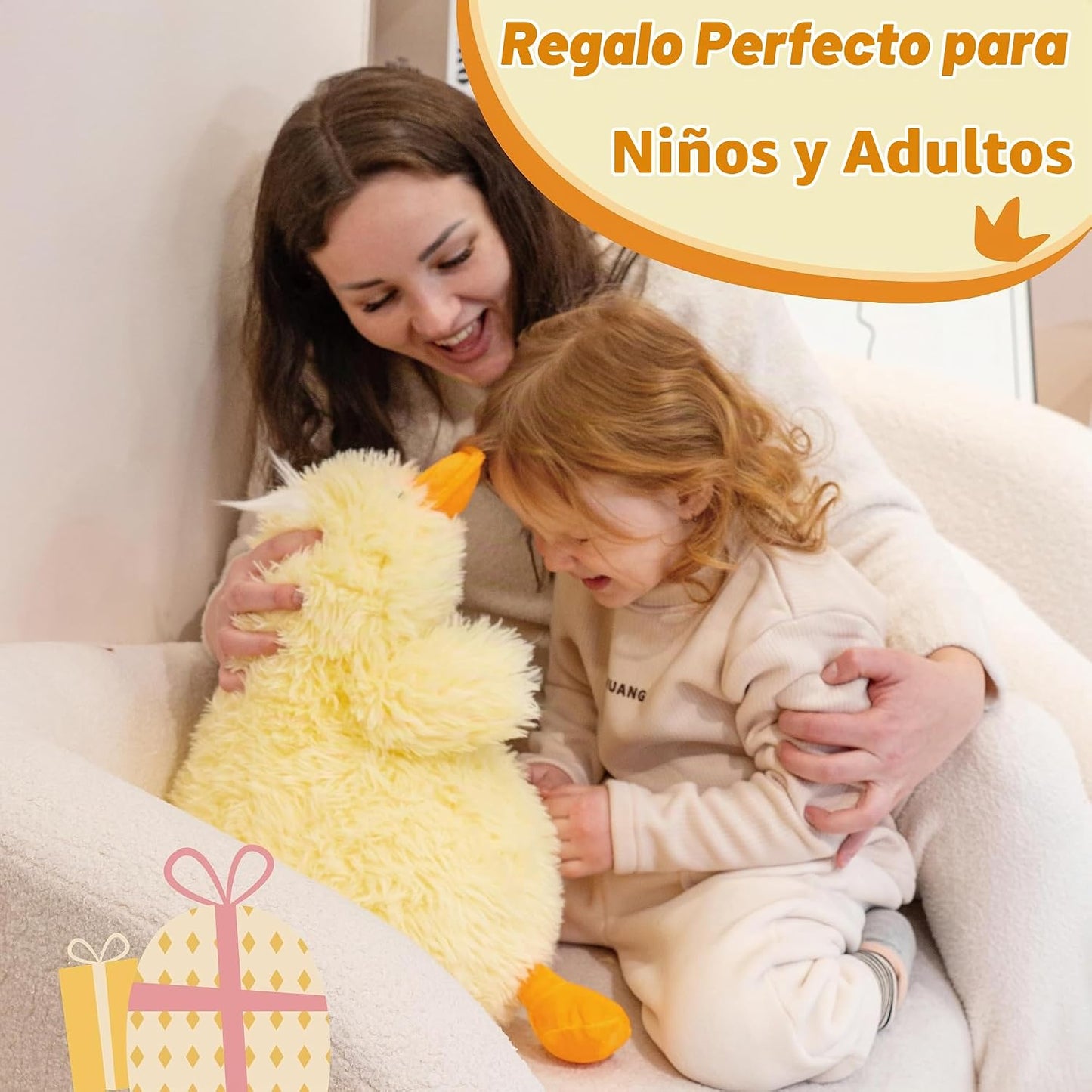 Jrystar Animales de peluche de pato amarillo de 24", juguetes d...