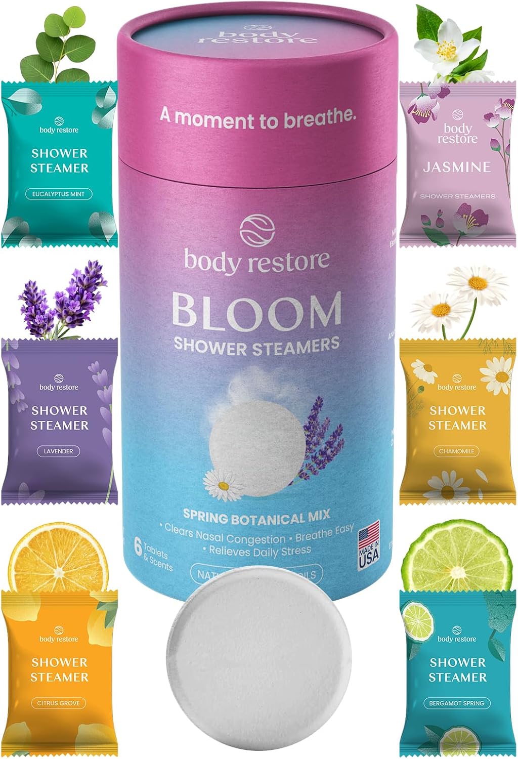 Body Restore - Paquete de 6 bombas de baño de aromaterapia, regalos...