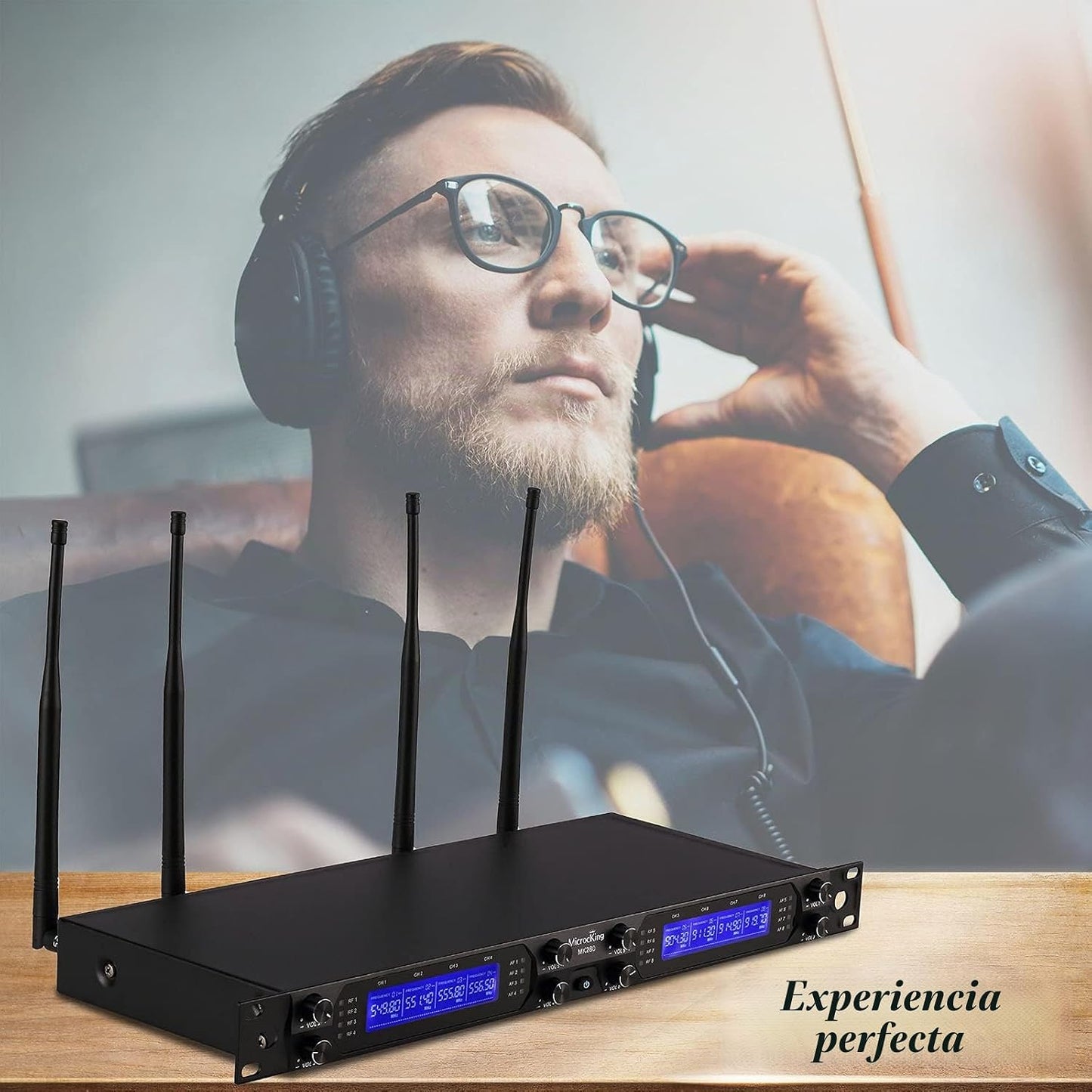 MicrocKing Sistema de Micrófono Inalámbrico, 8 Canales UHF, Micrófo...