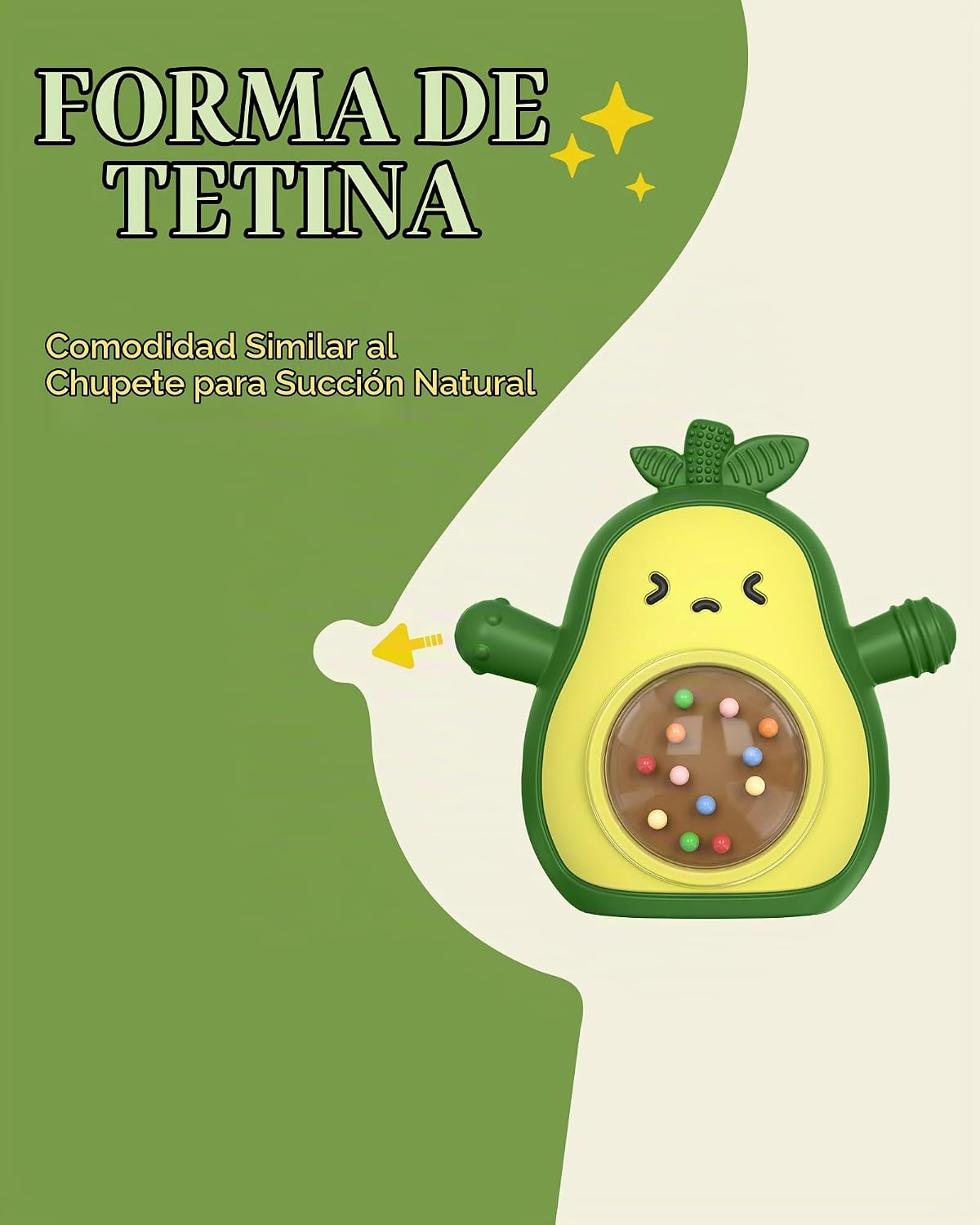 Infinno Juguete de dentición de silicona de aguacate con sonajero p...